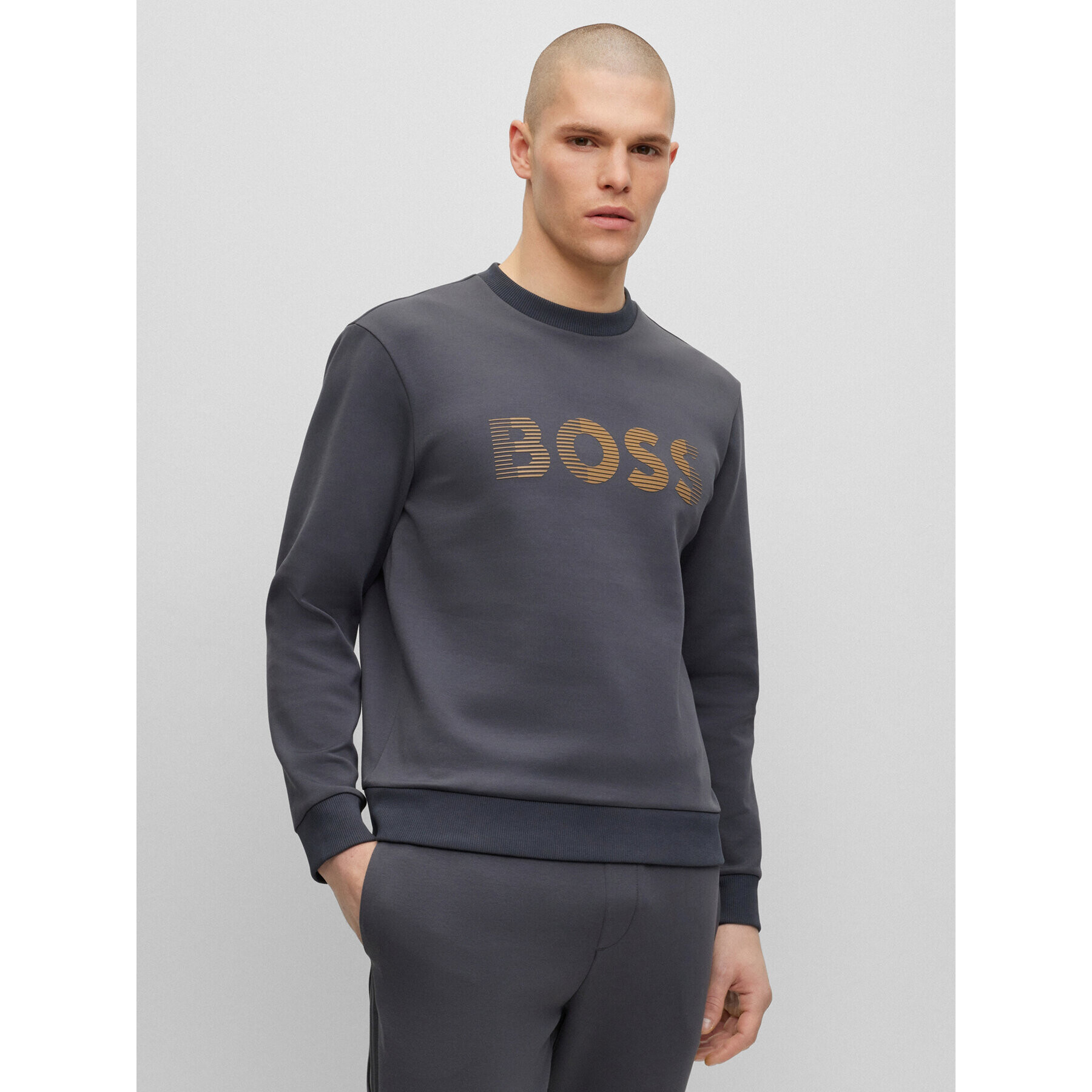 Boss Суитшърт Salbo 1 50493511 Сив Regular Fit - Pepit.bg