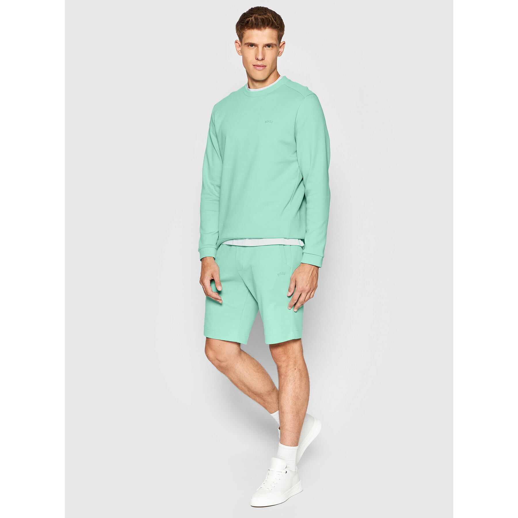 Boss Суитшърт Salbo Curved 50474192 Зелен Regular Fit - Pepit.bg