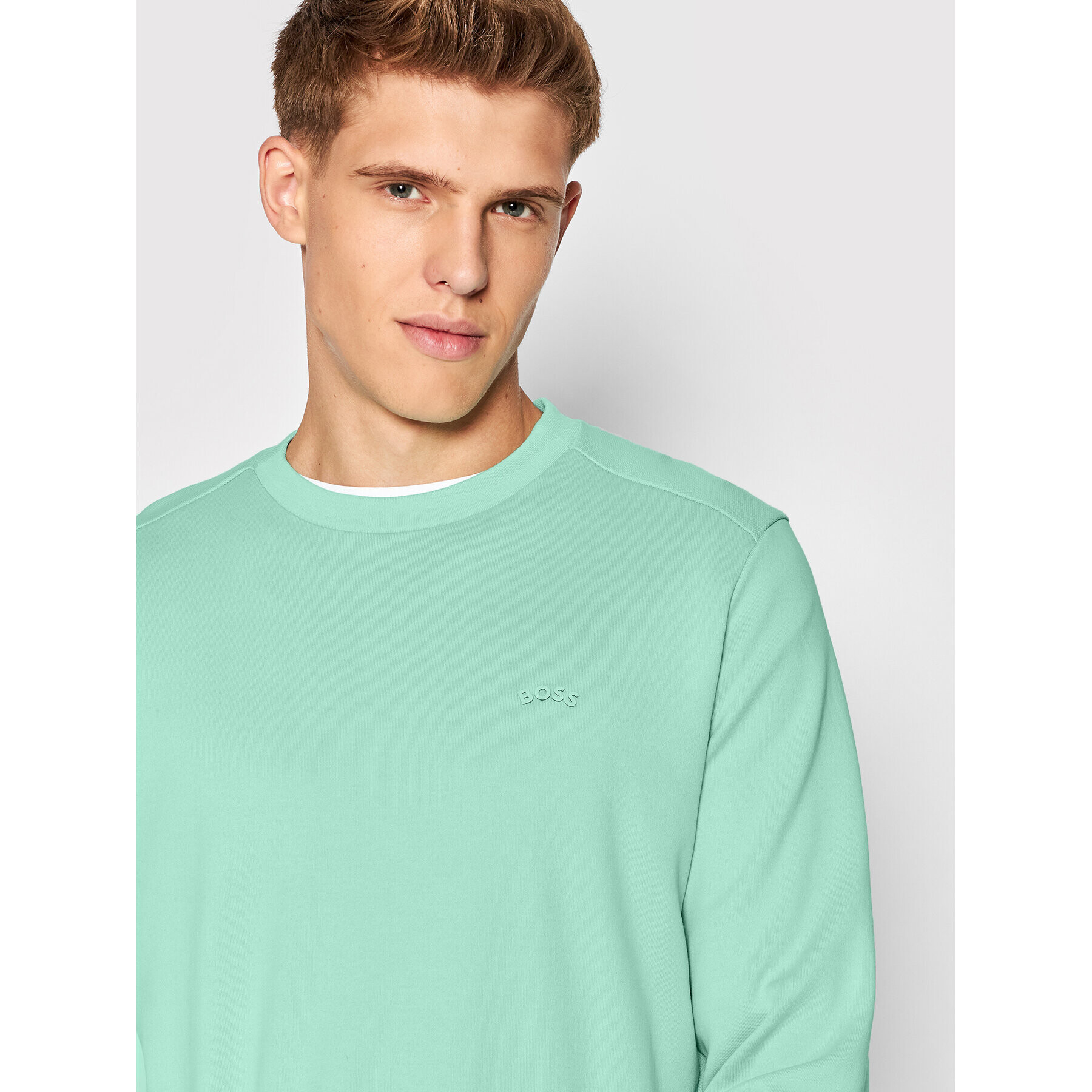 Boss Суитшърт Salbo Curved 50474192 Зелен Regular Fit - Pepit.bg