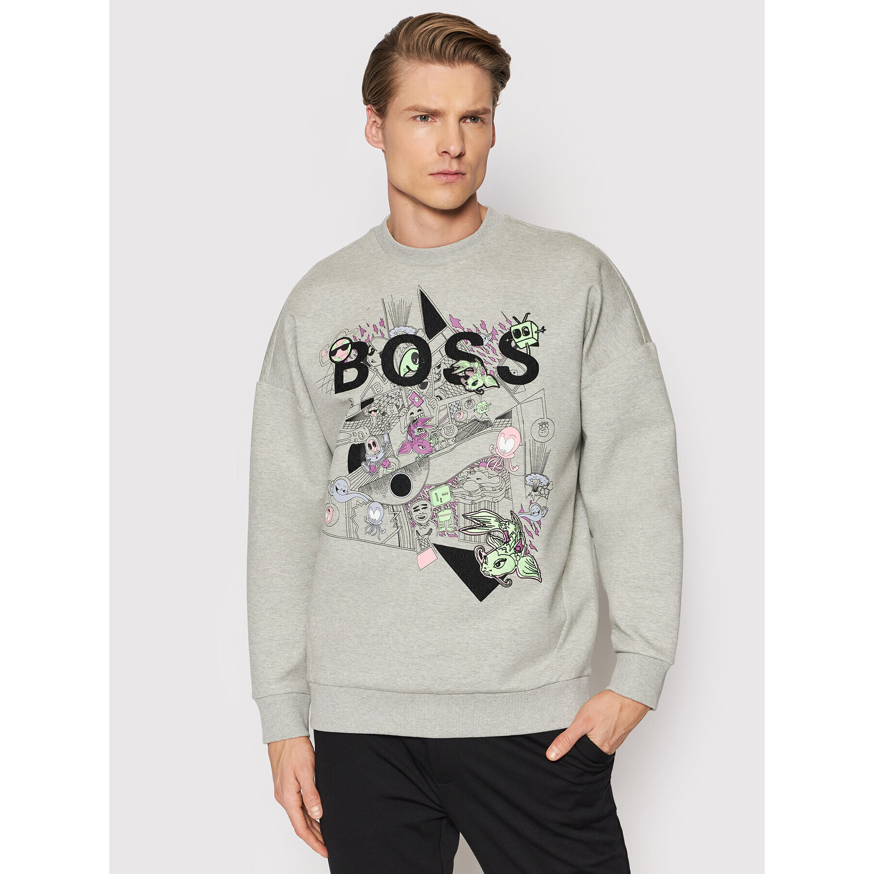 Boss Суитшърт Salbo Lotus 50464627 Сив Regular Fit - Pepit.bg