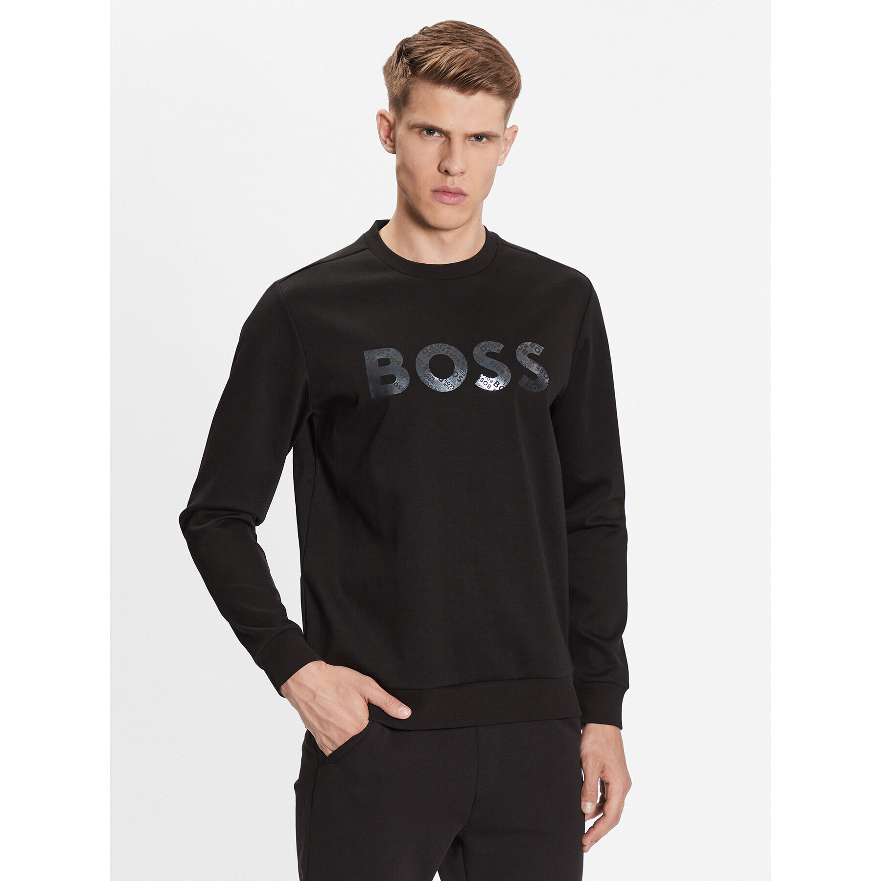 Boss Суитшърт Salbo Mirror 50486838 Черен Regular Fit - Pepit.bg