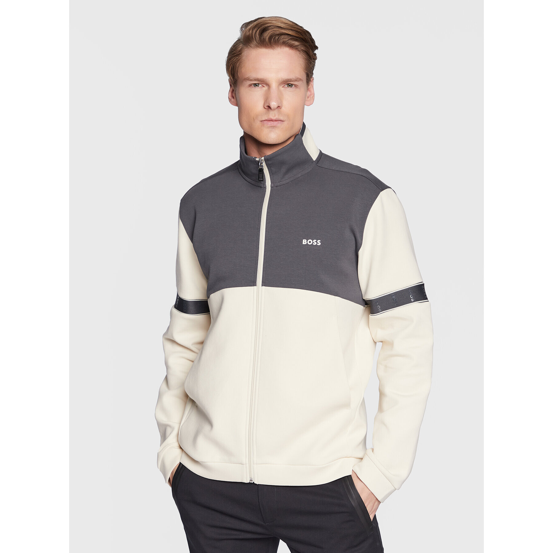 Boss Суитшърт Skaz 1 50477026 Екрю Regular Fit - Pepit.bg