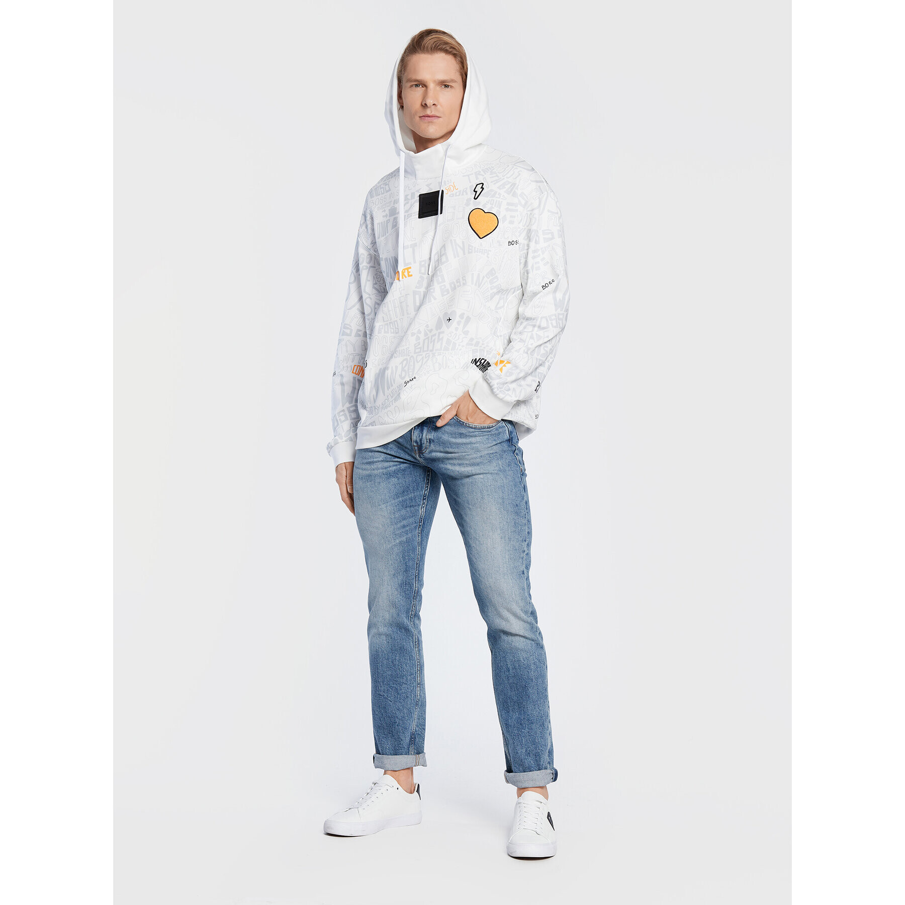 Boss Суитшърт Soody Lotus 50476403 Бял Relaxed Fit - Pepit.bg