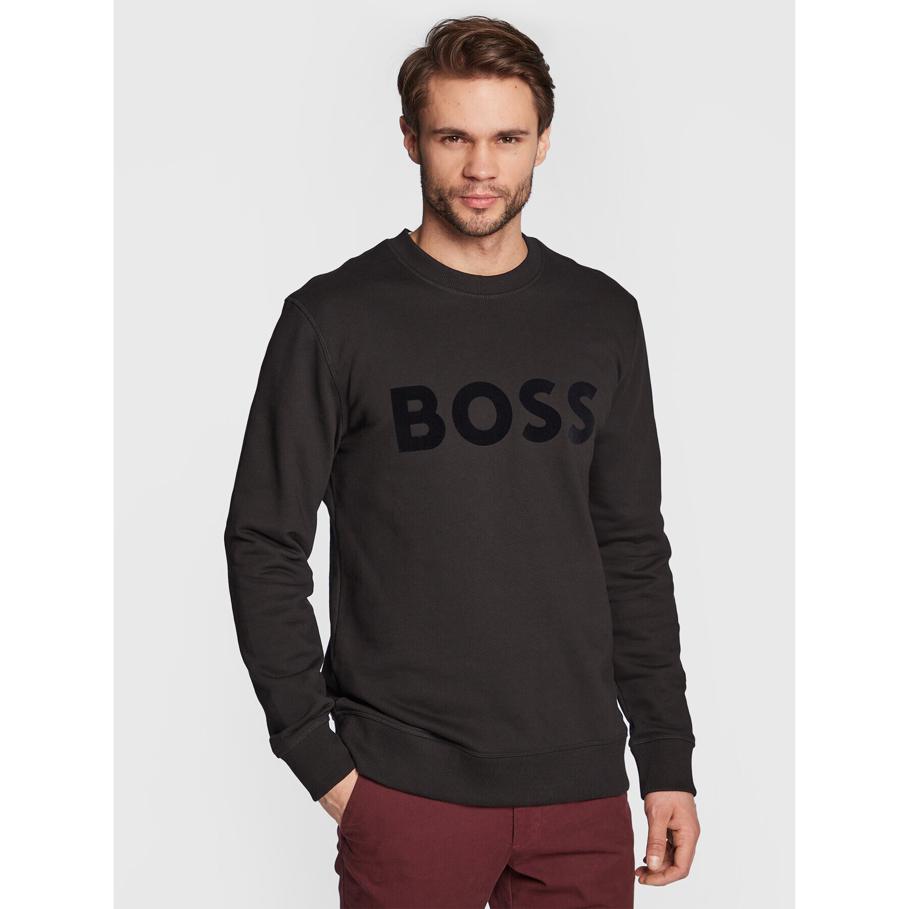 Boss Суитшърт Stadler 192 50477309 Черен Regular Fit - Pepit.bg