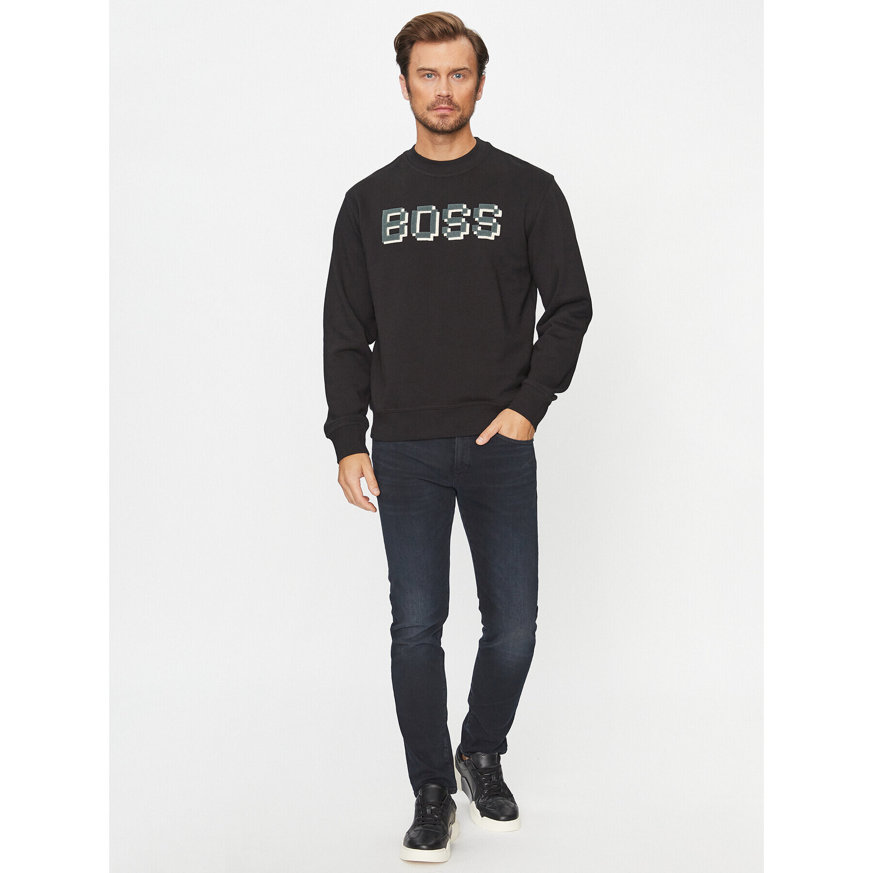 Boss Суитшърт Weglitchlogo 50499486 Черен Relaxed Fit - Pepit.bg