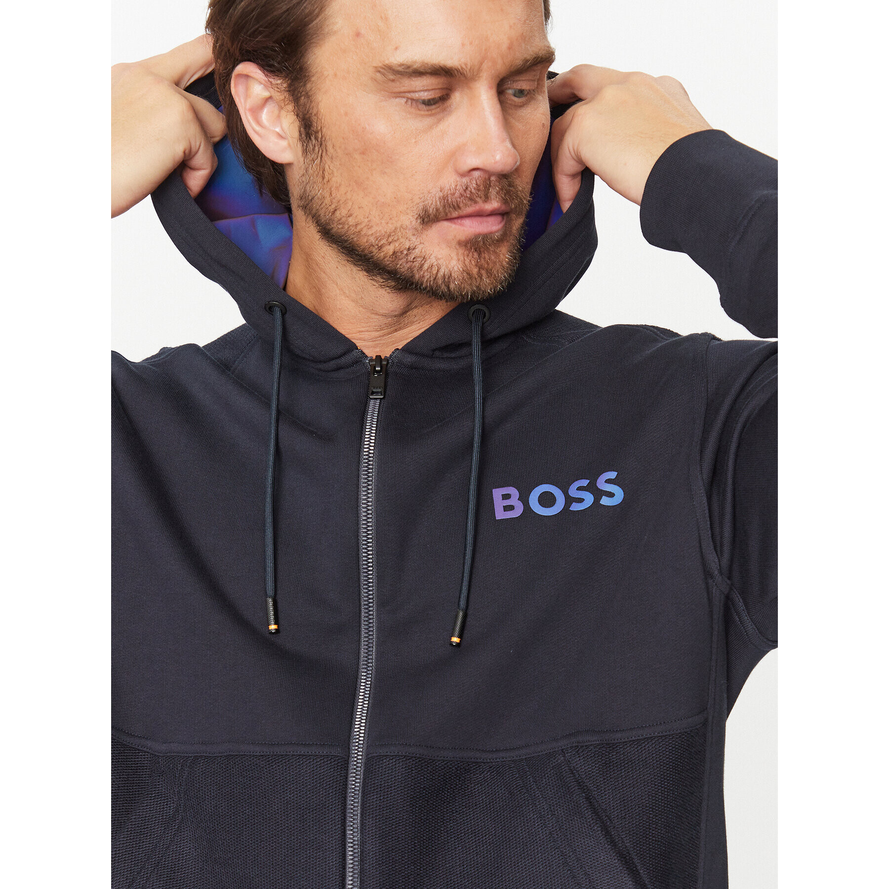 Boss Суитшърт Zedoublehood 50501974 Тъмносин Regular Fit - Pepit.bg