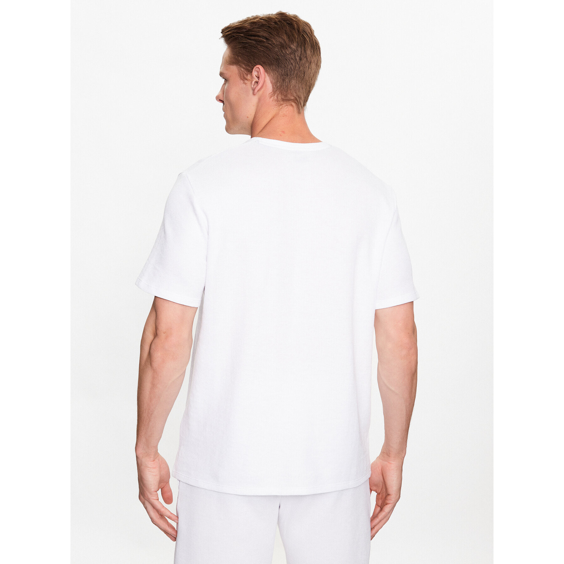 Boss Тениска на пижама Waffle 50480834 Бял Regular Fit - Pepit.bg
