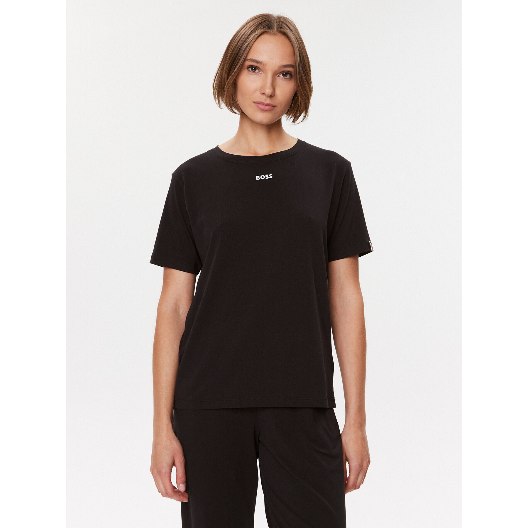 Boss Тениска на пижама 50500326 Черен Regular Fit - Pepit.bg