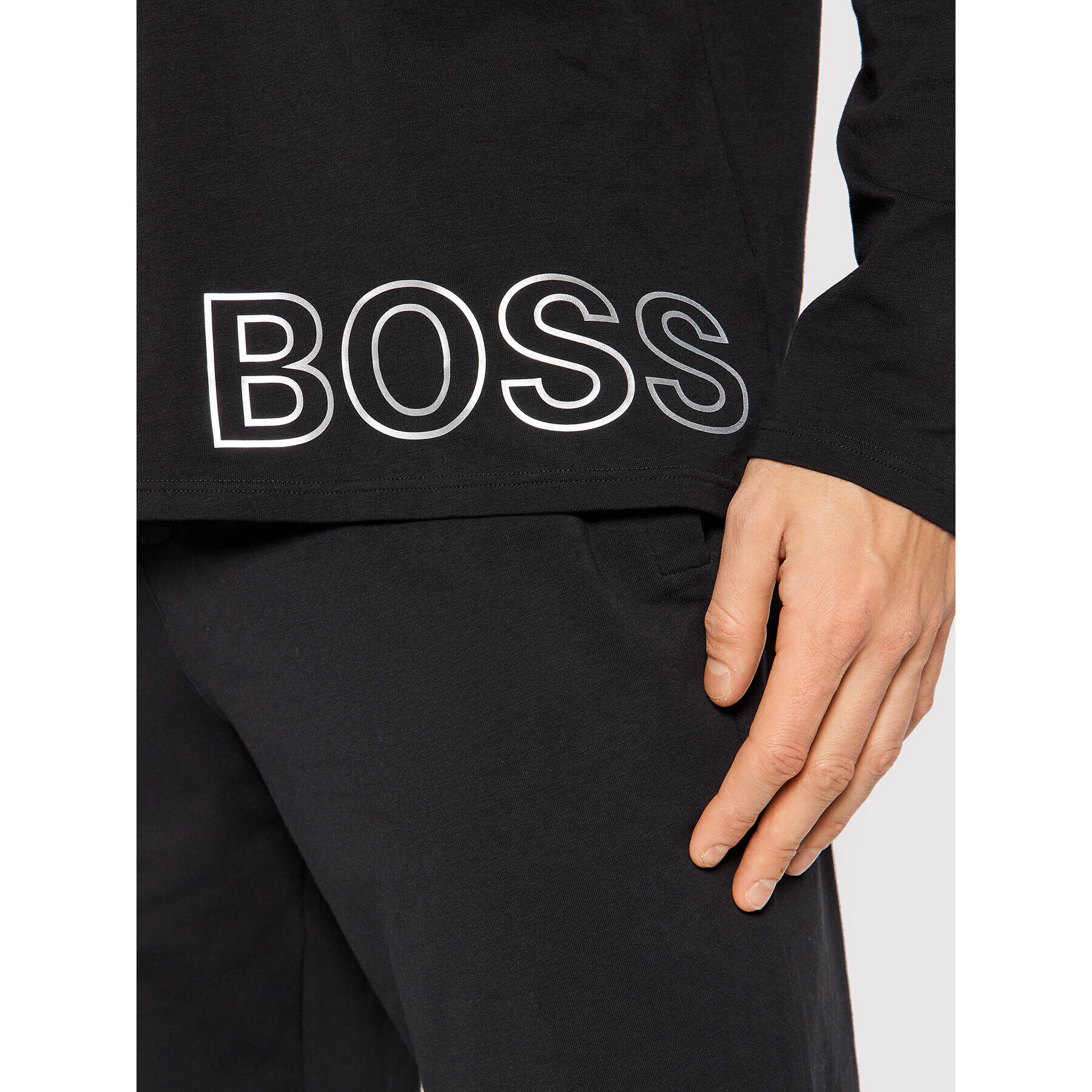 Boss Тениска с дълъг ръкав Identity 50463496 Черен Regular Fit - Pepit.bg