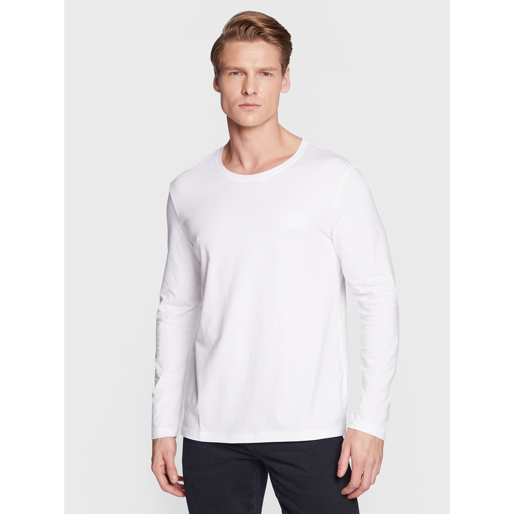 Boss Тениска с дълъг ръкав Mix&Match 50470144 Бял Regular Fit - Pepit.bg