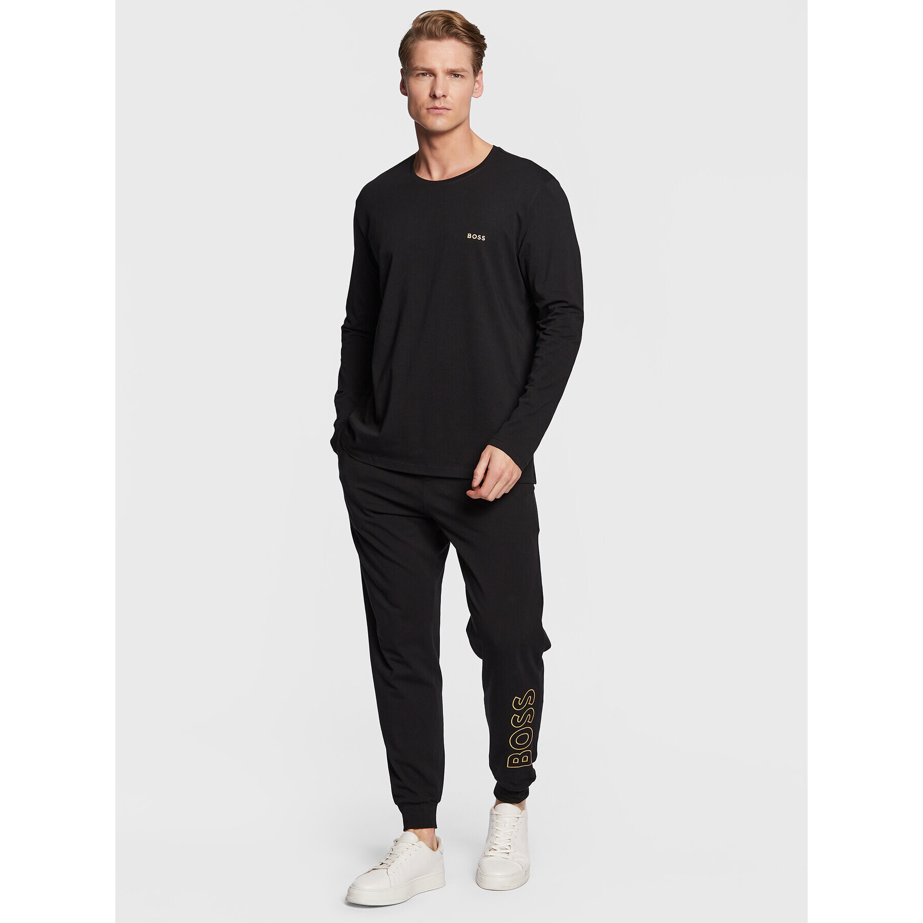 Boss Тениска с дълъг ръкав Mix&Match 50480541 Черен Regular Fit - Pepit.bg