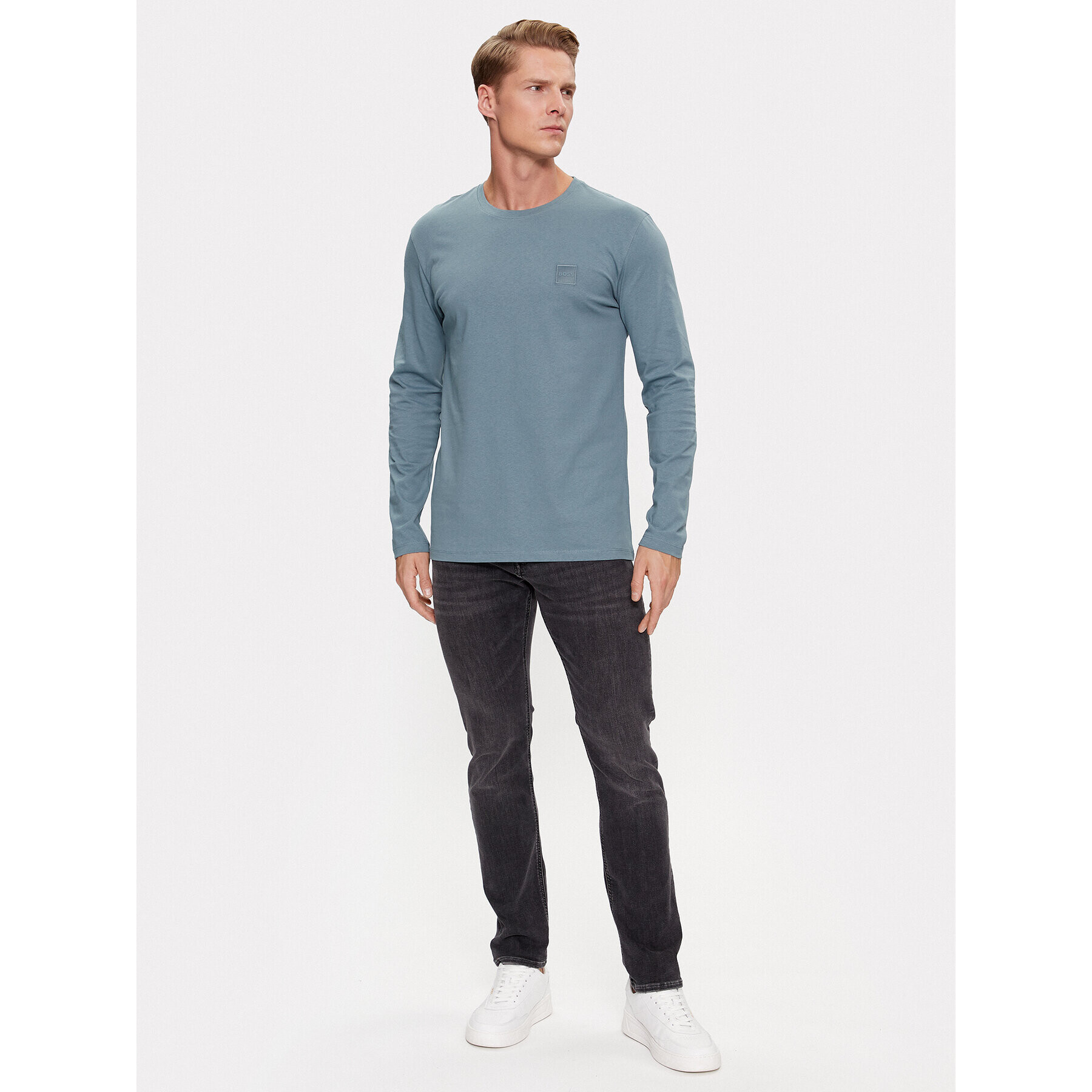 Boss Тениска с дълъг ръкав Tacks 50476192 Зелен Regular Fit - Pepit.bg