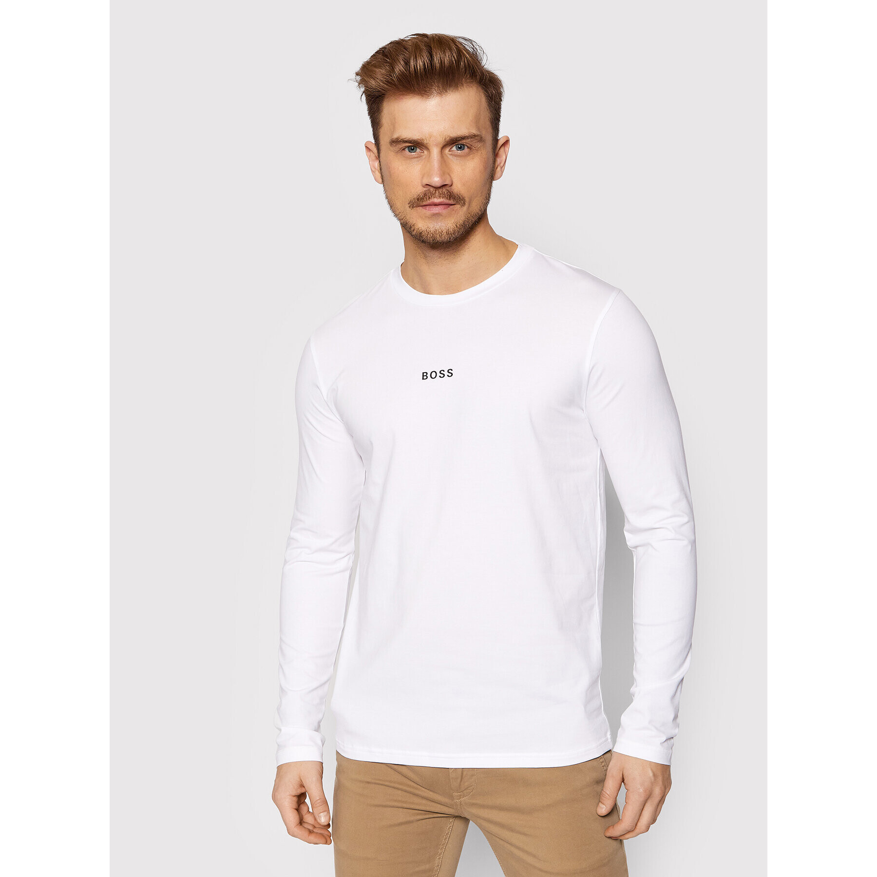 Boss Тениска с дълъг ръкав Tchark 1 50462807 Бял Regular Fit - Pepit.bg