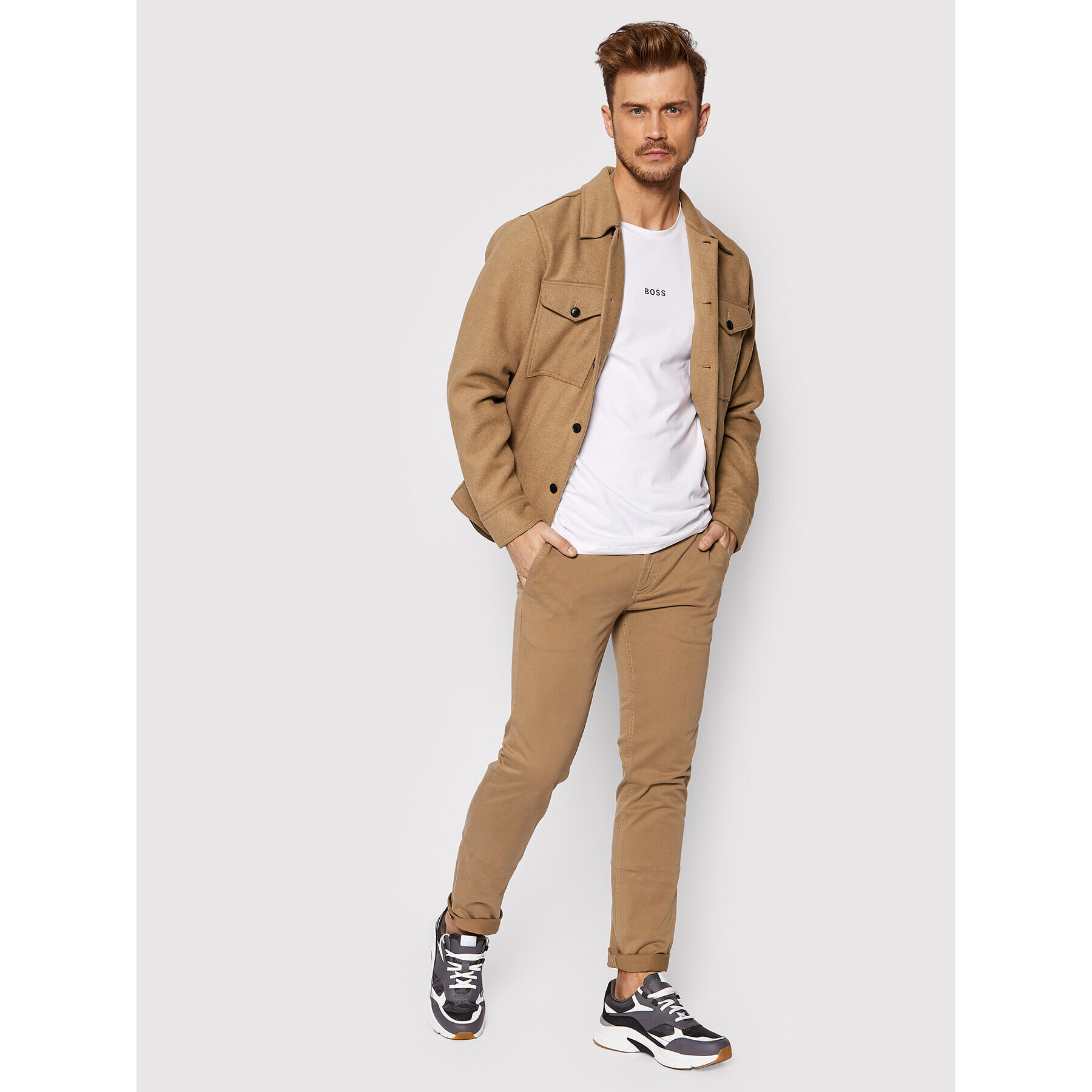 Boss Тениска с дълъг ръкав Tchark 1 50462807 Бял Regular Fit - Pepit.bg