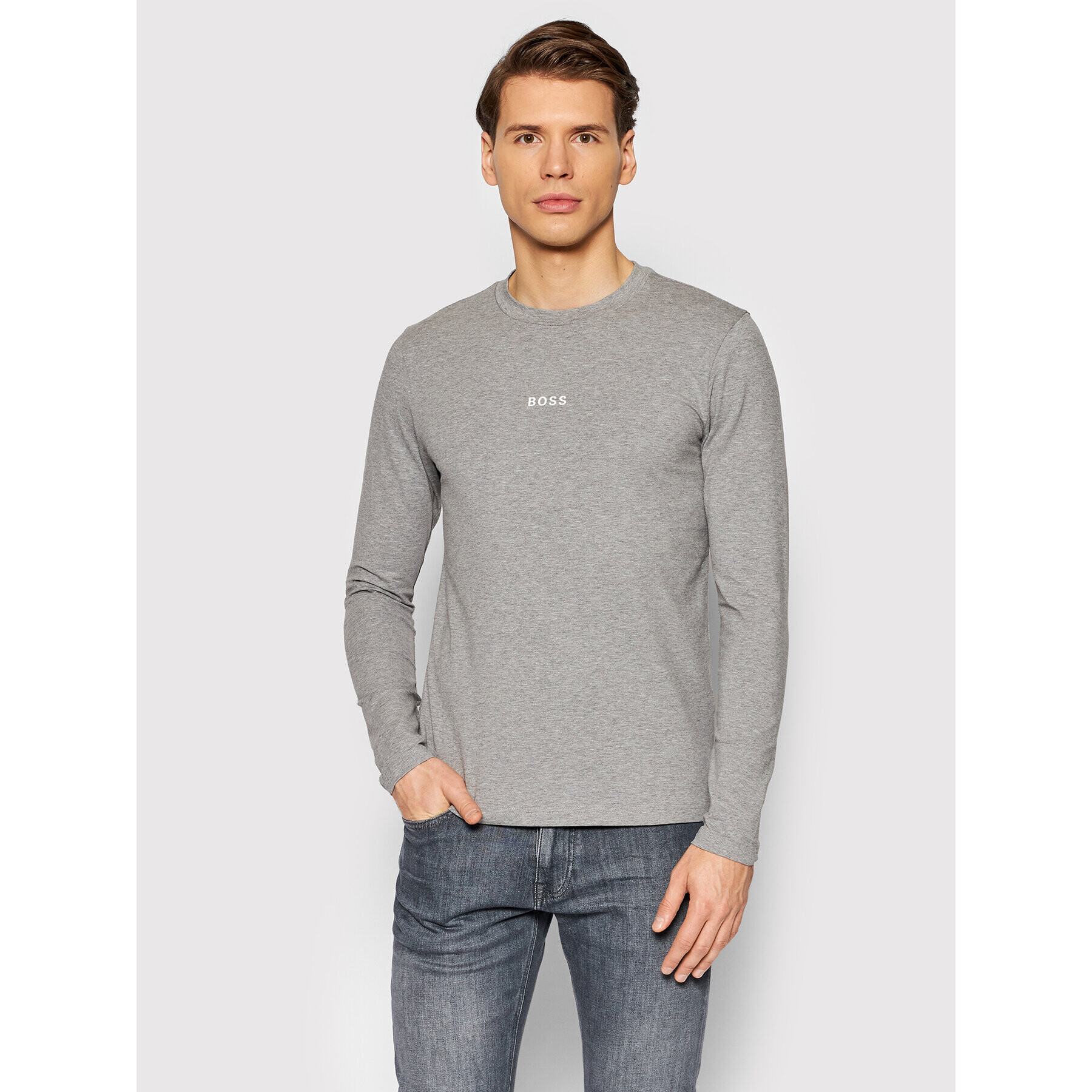 Boss Тениска с дълъг ръкав Tchark 1 50462807 Сив Regular Fit - Pepit.bg