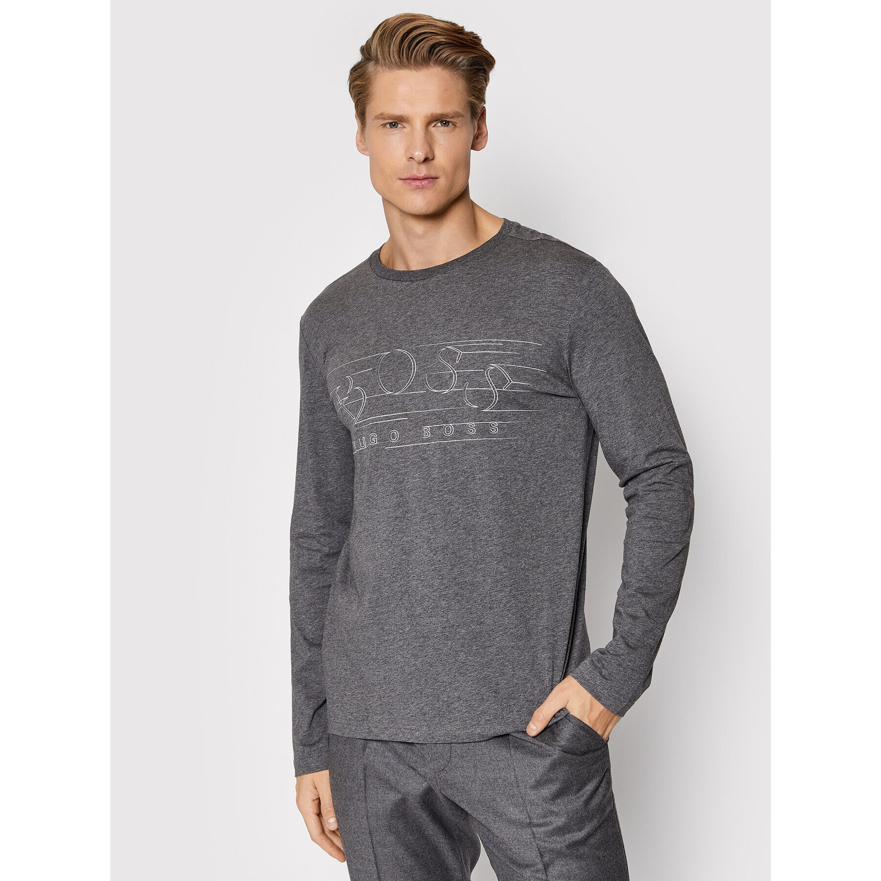 Boss Тениска с дълъг ръкав Togn 1 50455765 Сив Regular Fit - Pepit.bg