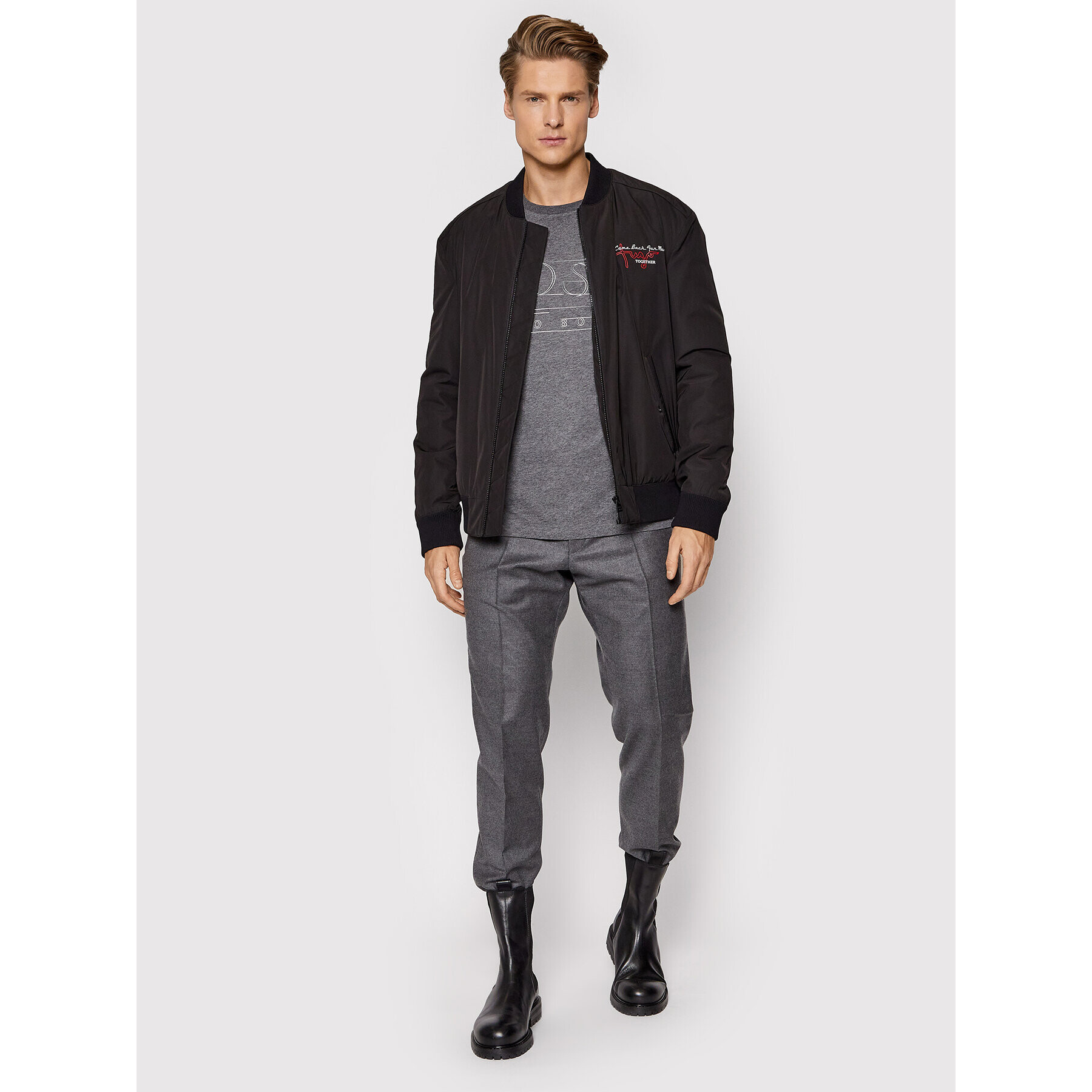 Boss Тениска с дълъг ръкав Togn 1 50455765 Сив Regular Fit - Pepit.bg