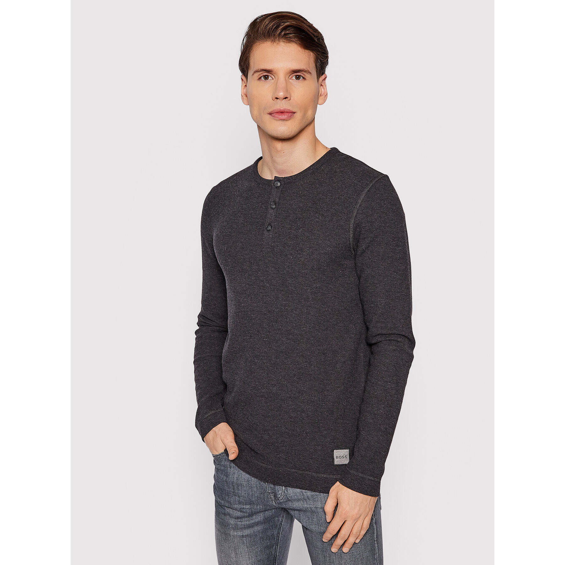 Boss Тениска с дълъг ръкав Trix 1 50462821 Сив Slim Fit - Pepit.bg