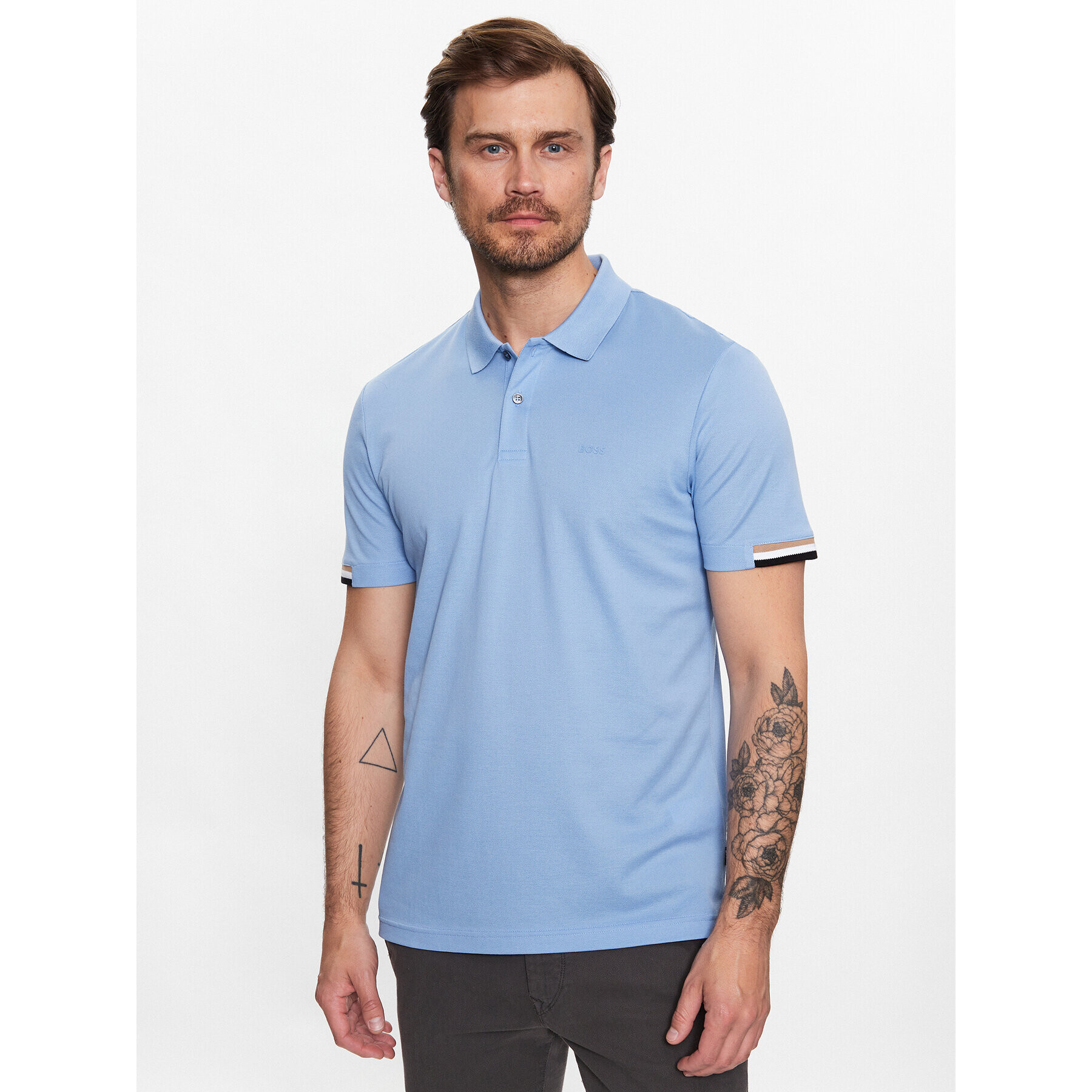 Boss Тениска с яка и копчета 50467113 Син Regular Fit - Pepit.bg