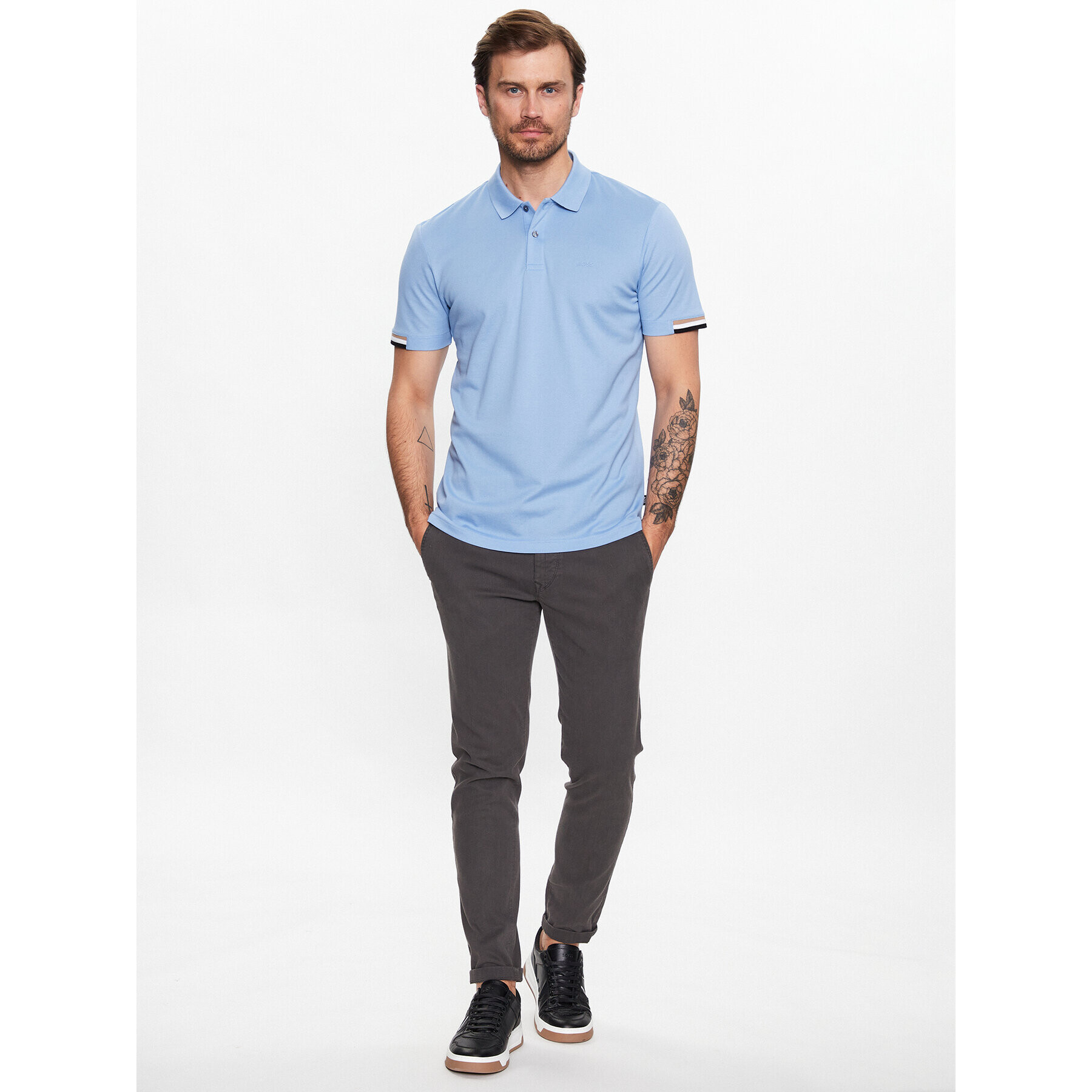 Boss Тениска с яка и копчета 50467113 Син Regular Fit - Pepit.bg