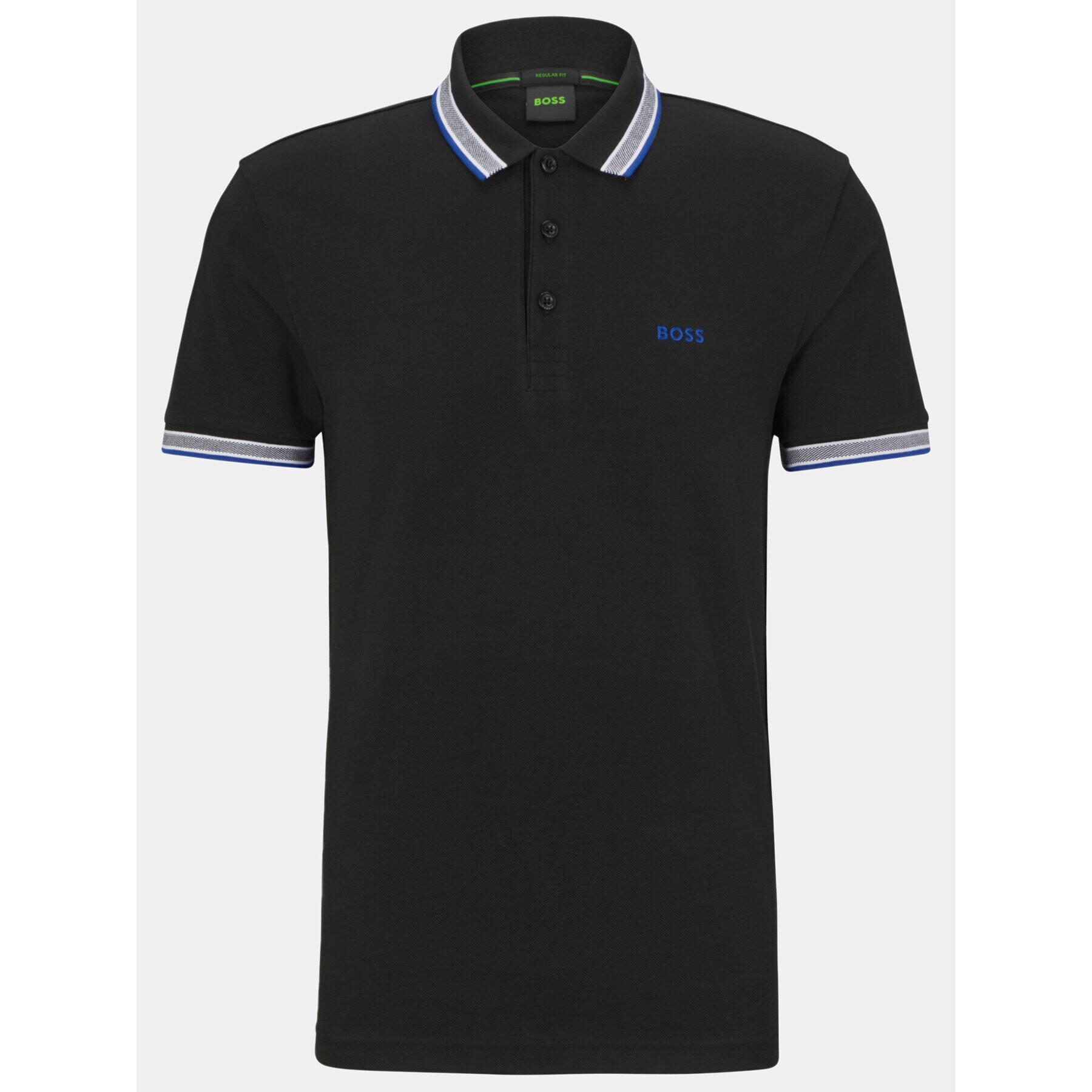 Boss Тениска с яка и копчета Paddy 50468983 Черен Regular Fit - Pepit.bg