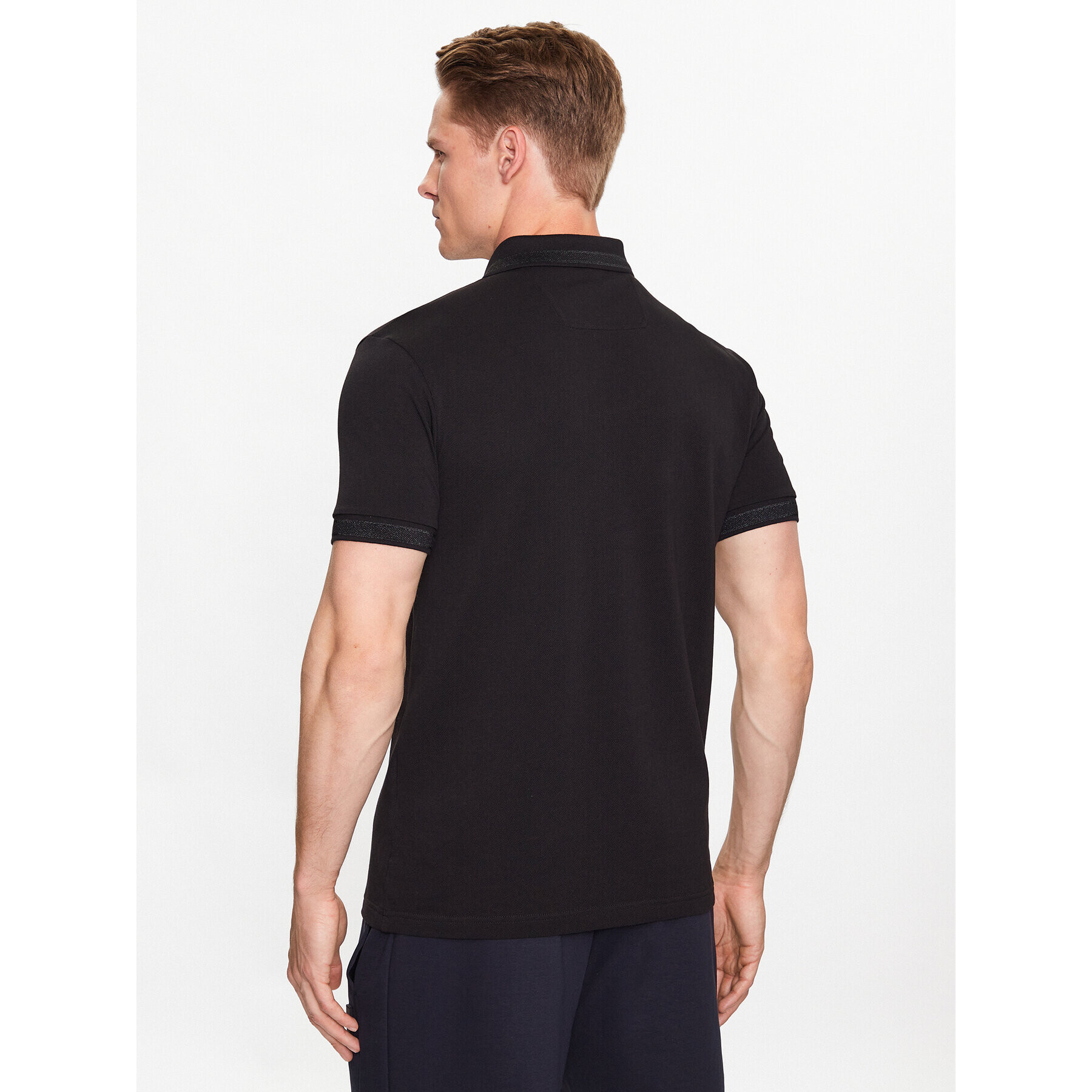 Boss Тениска с яка и копчета 50468983 Черен Regular Fit - Pepit.bg