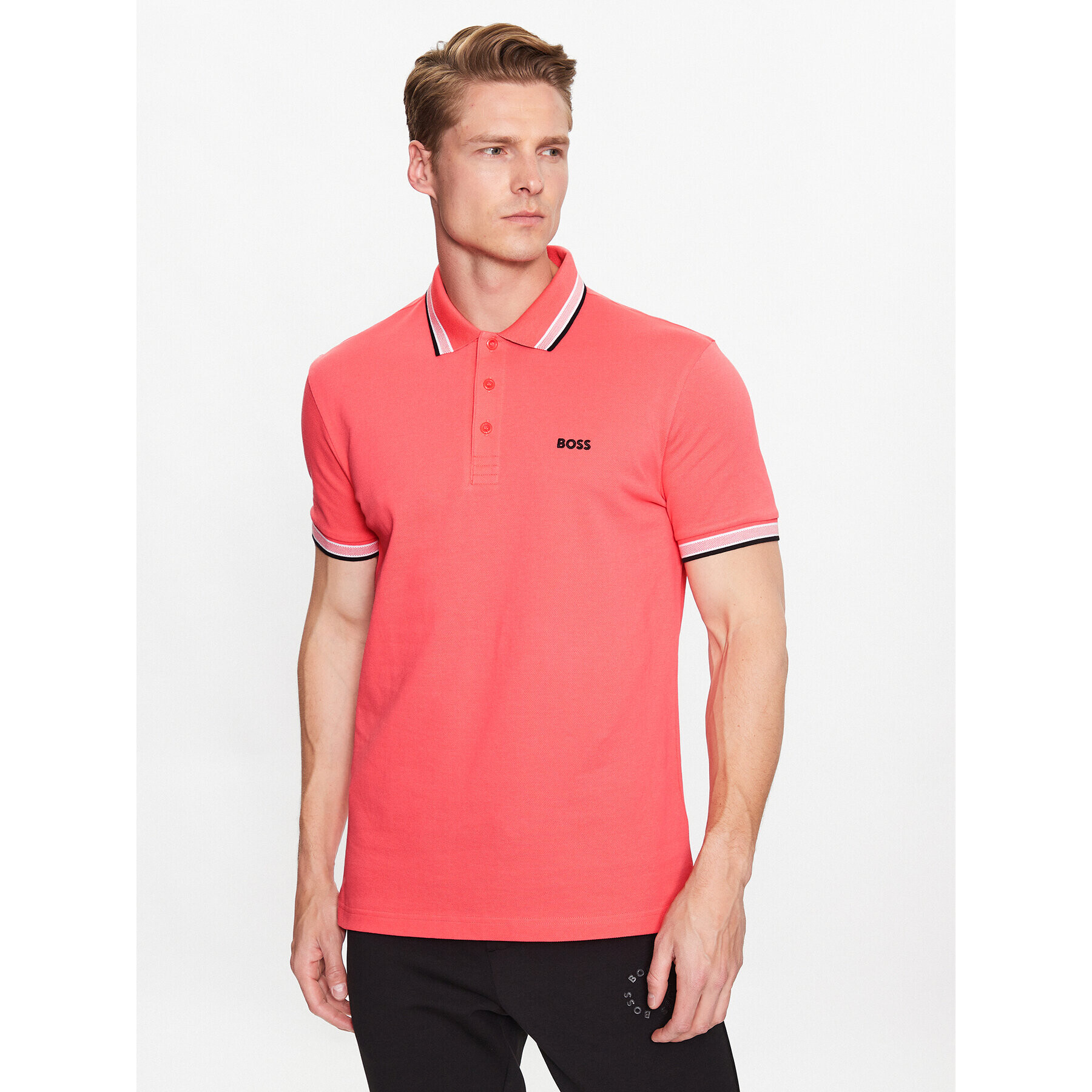 Boss Тениска с яка и копчета Paddy 50468983 Червен Regular Fit - Pepit.bg