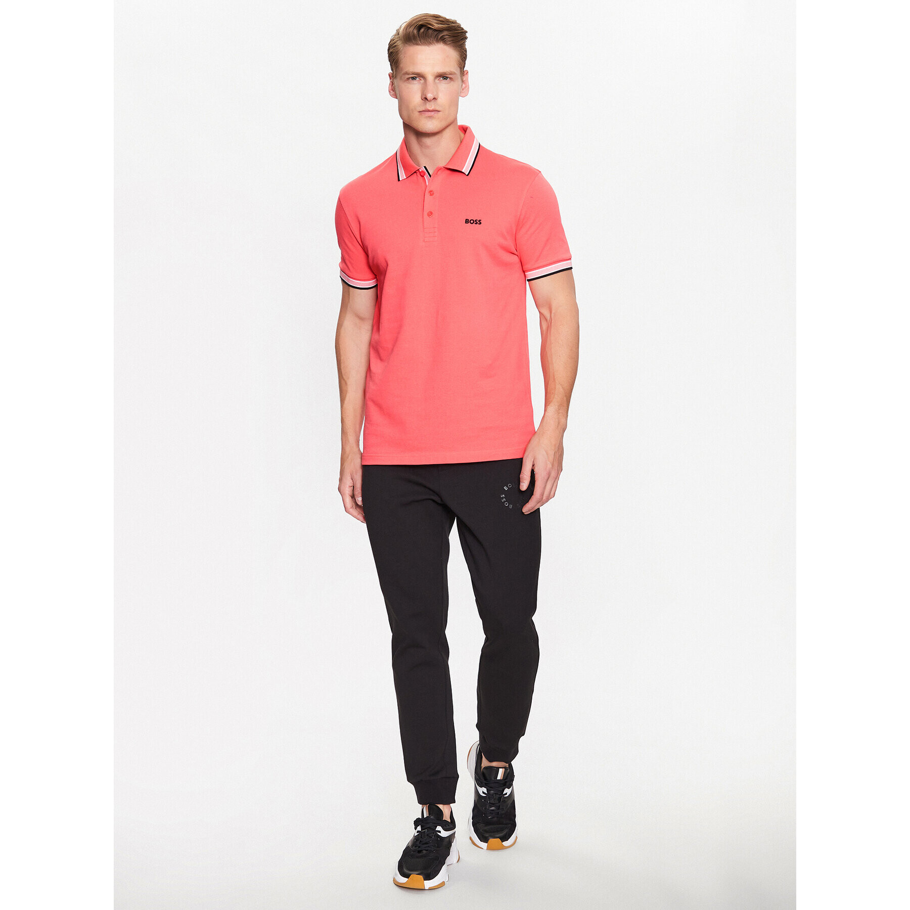 Boss Тениска с яка и копчета Paddy 50468983 Червен Regular Fit - Pepit.bg