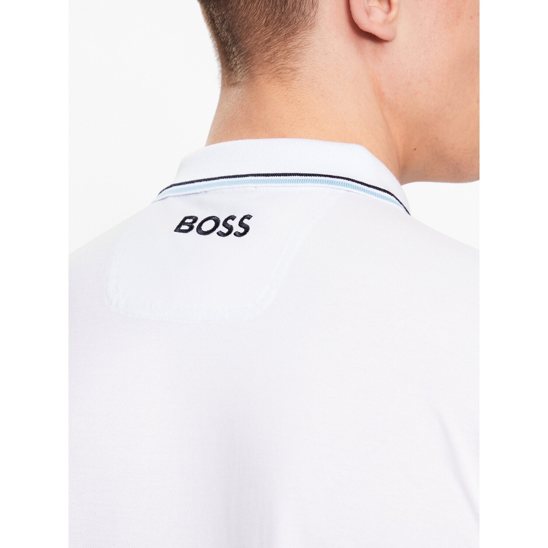 Boss Тениска с яка и копчета 50469094 Бял Regular Fit - Pepit.bg