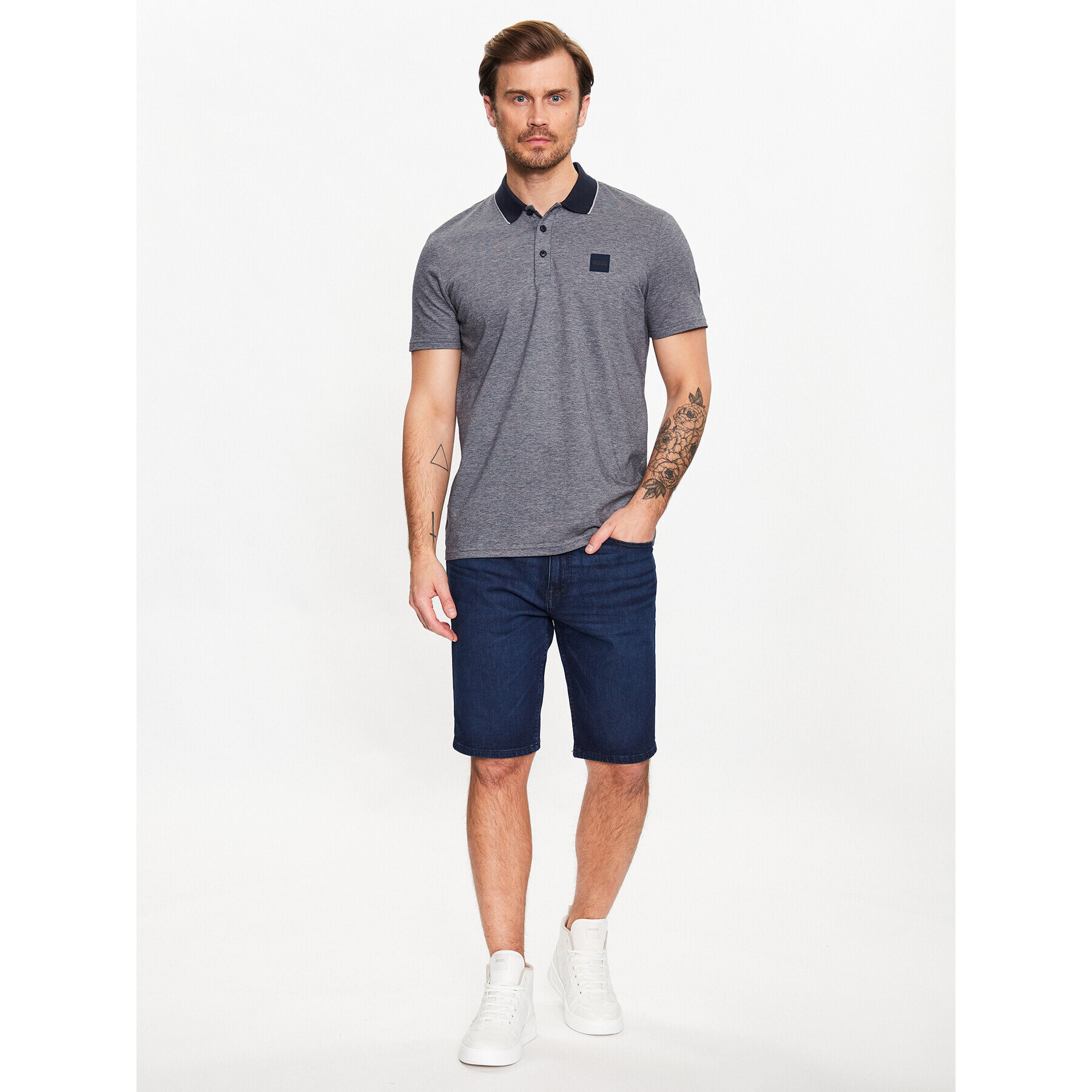 Boss Тениска с яка и копчета 50477071 Син Regular Fit - Pepit.bg