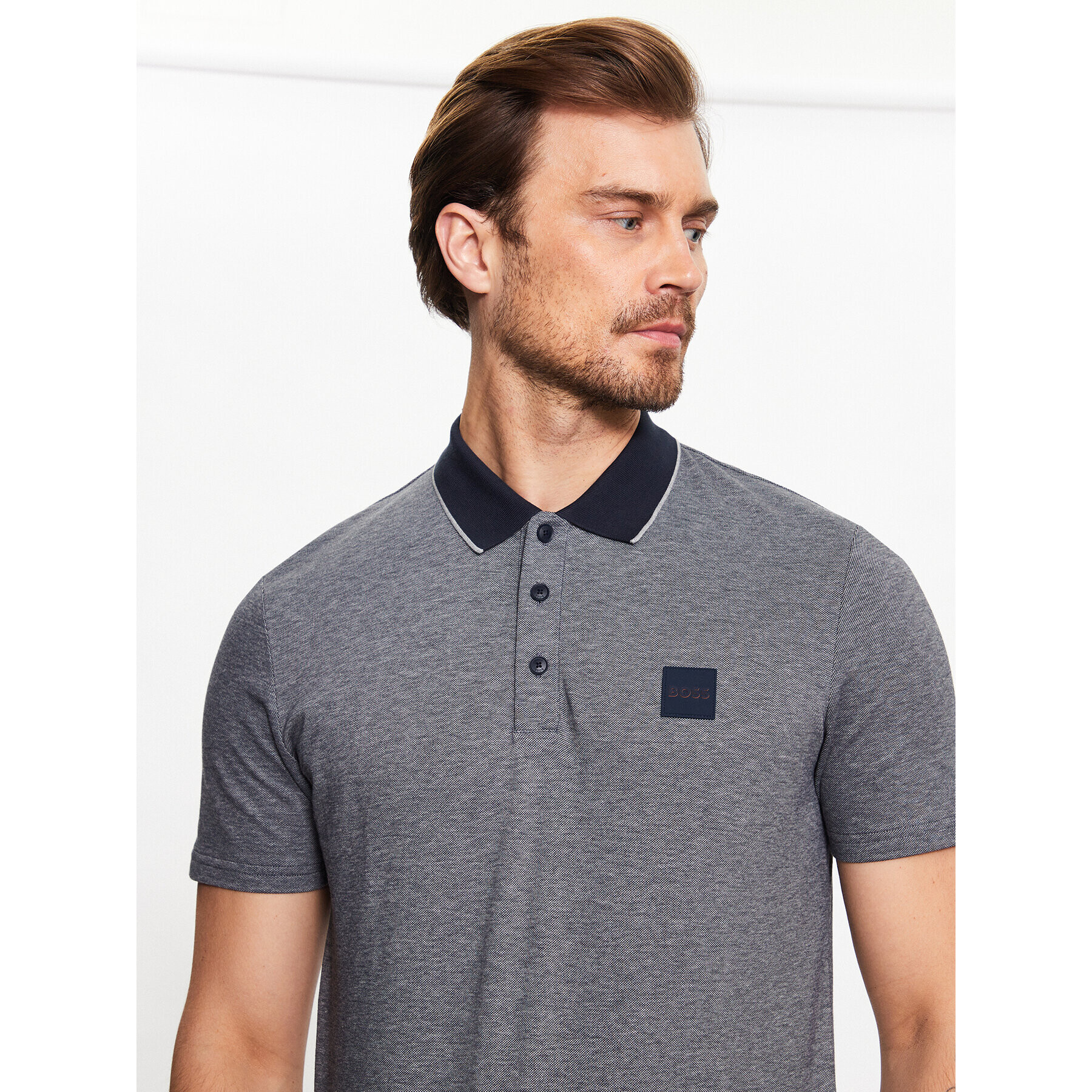 Boss Тениска с яка и копчета 50477071 Син Regular Fit - Pepit.bg
