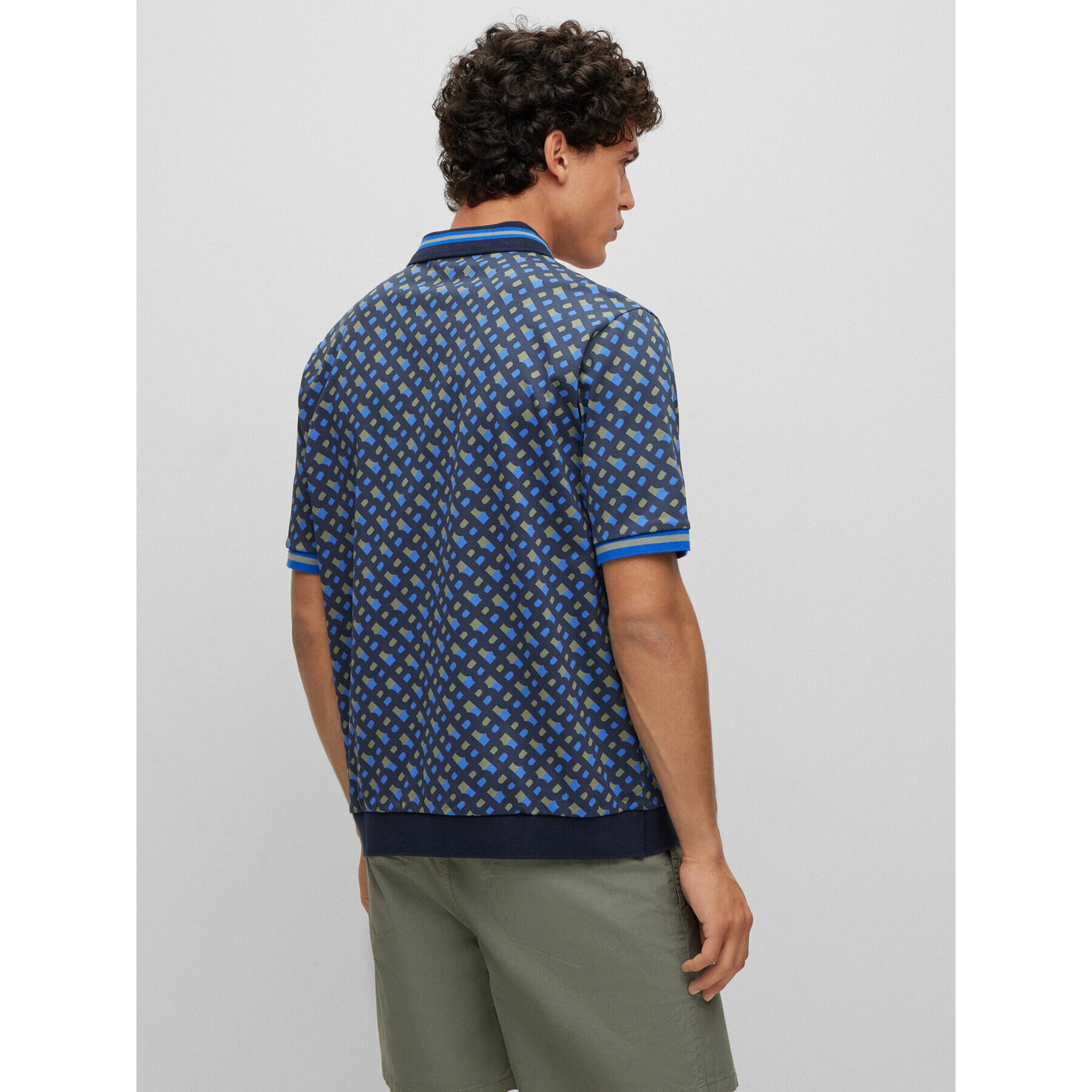 Boss Тениска с яка и копчета 50486168 Син Oversize - Pepit.bg