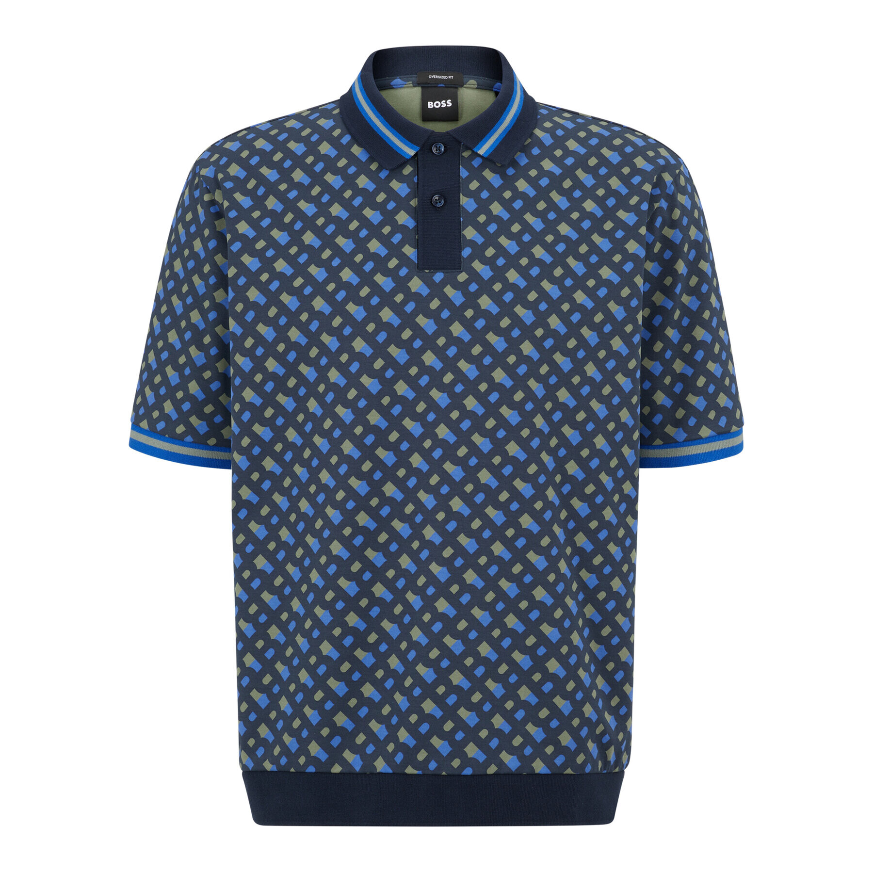 Boss Тениска с яка и копчета 50486168 Син Oversize - Pepit.bg