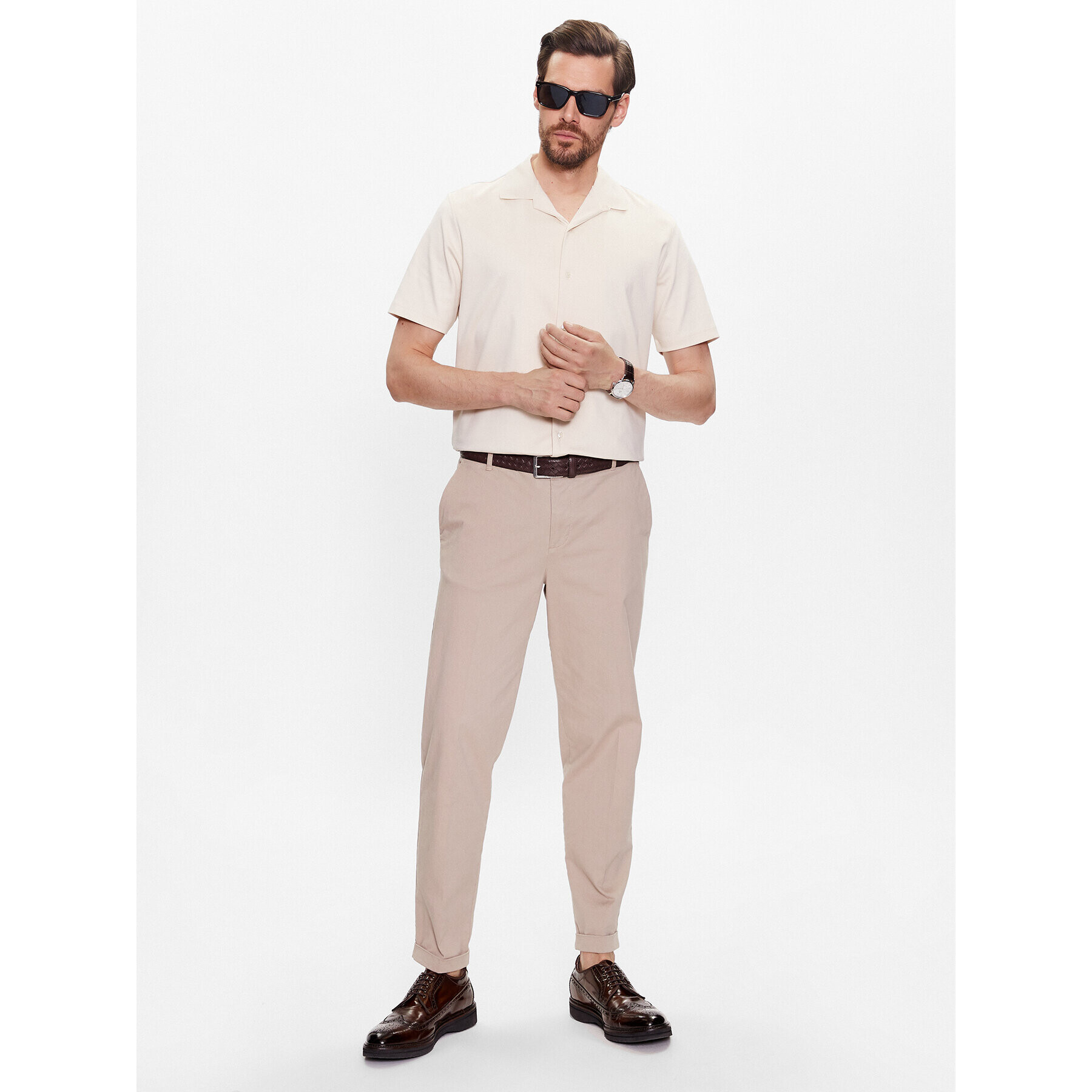 Boss Риза 50486176 Екрю Regular Fit - Pepit.bg