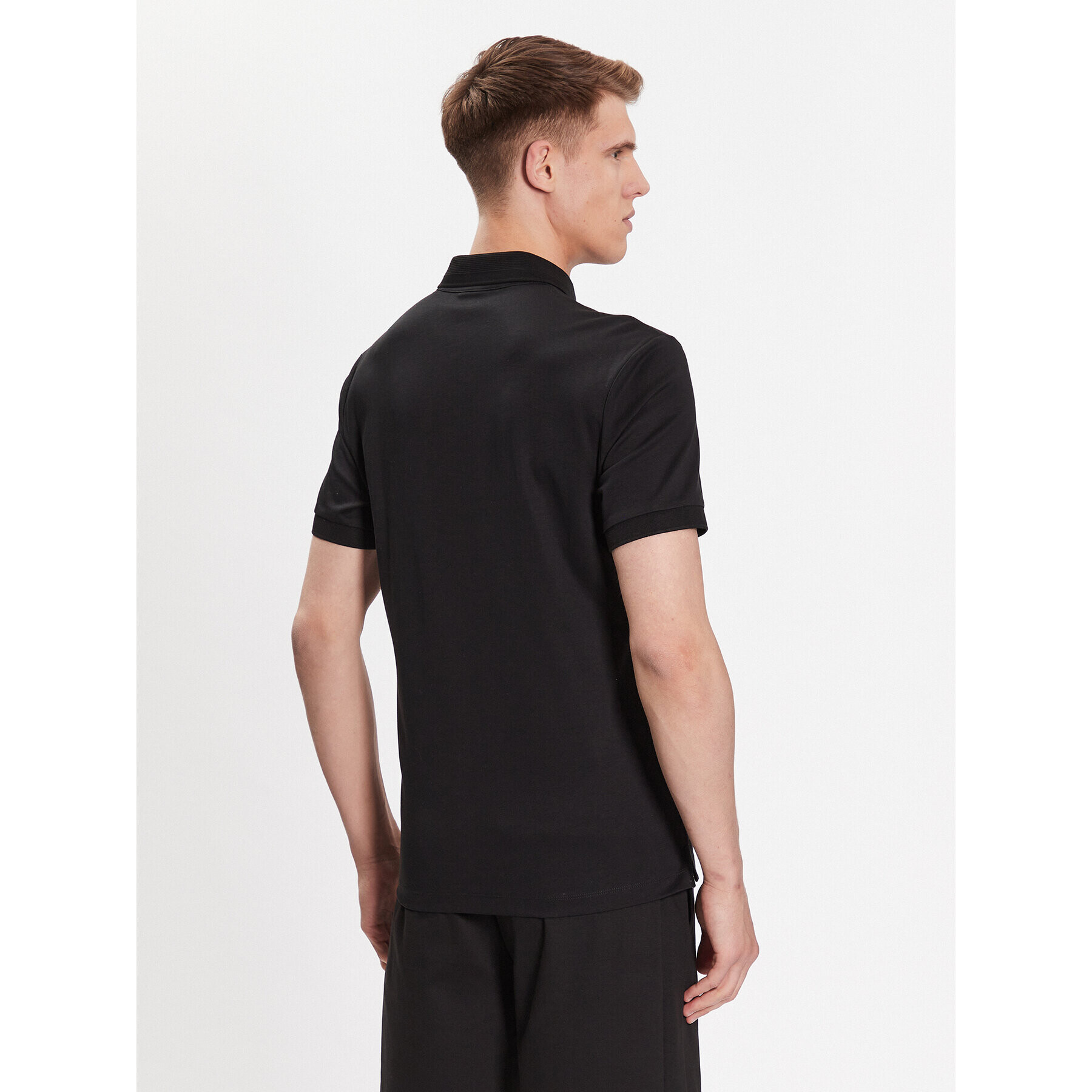 Boss Тениска с яка и копчета 50486953 Черен Regular Fit - Pepit.bg