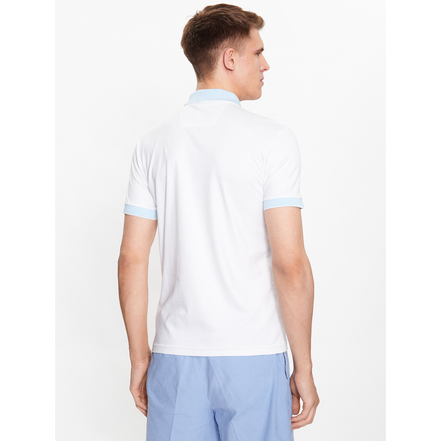 Boss Тениска с яка и копчета 50488259 Бял Regular Fit - Pepit.bg