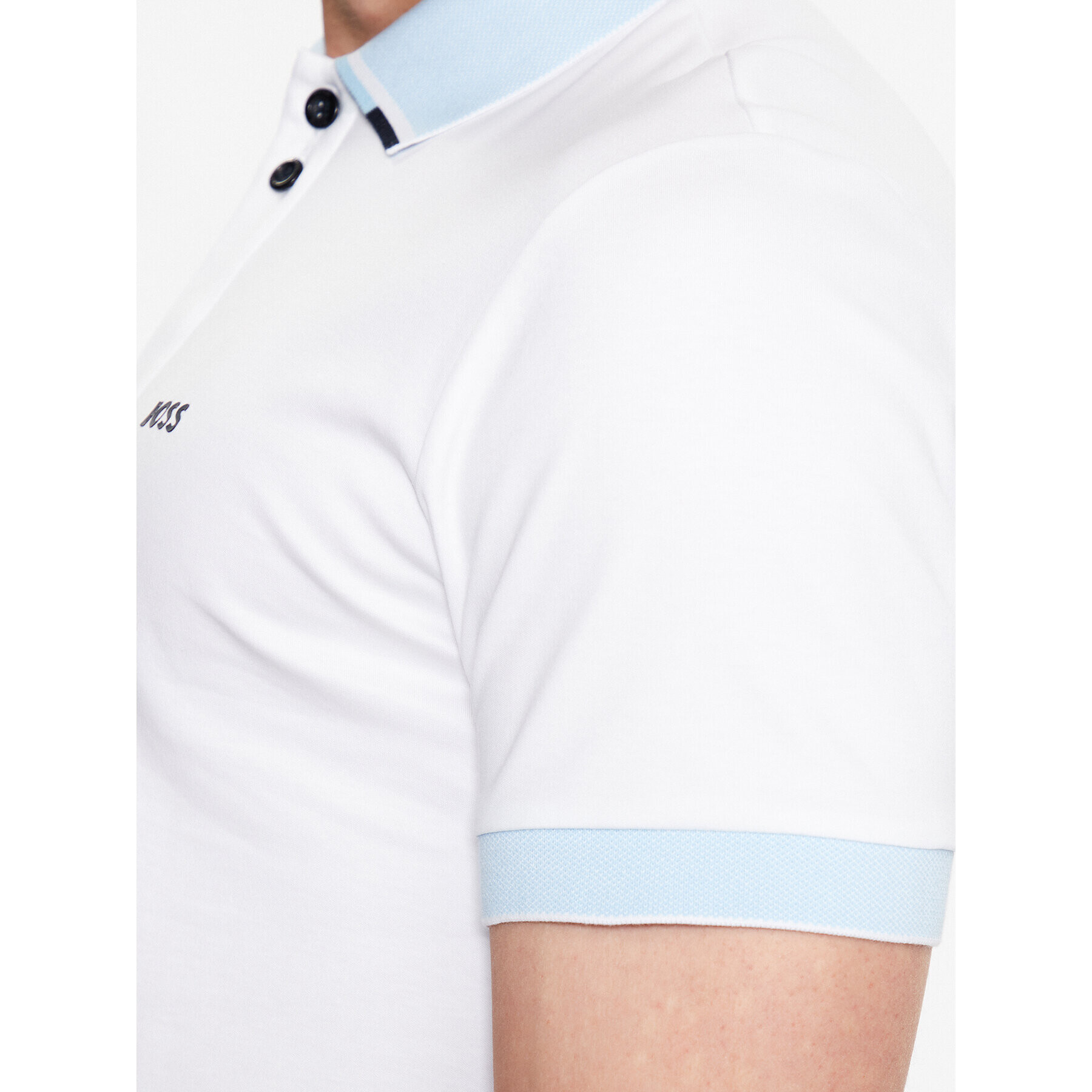 Boss Тениска с яка и копчета 50488259 Бял Regular Fit - Pepit.bg