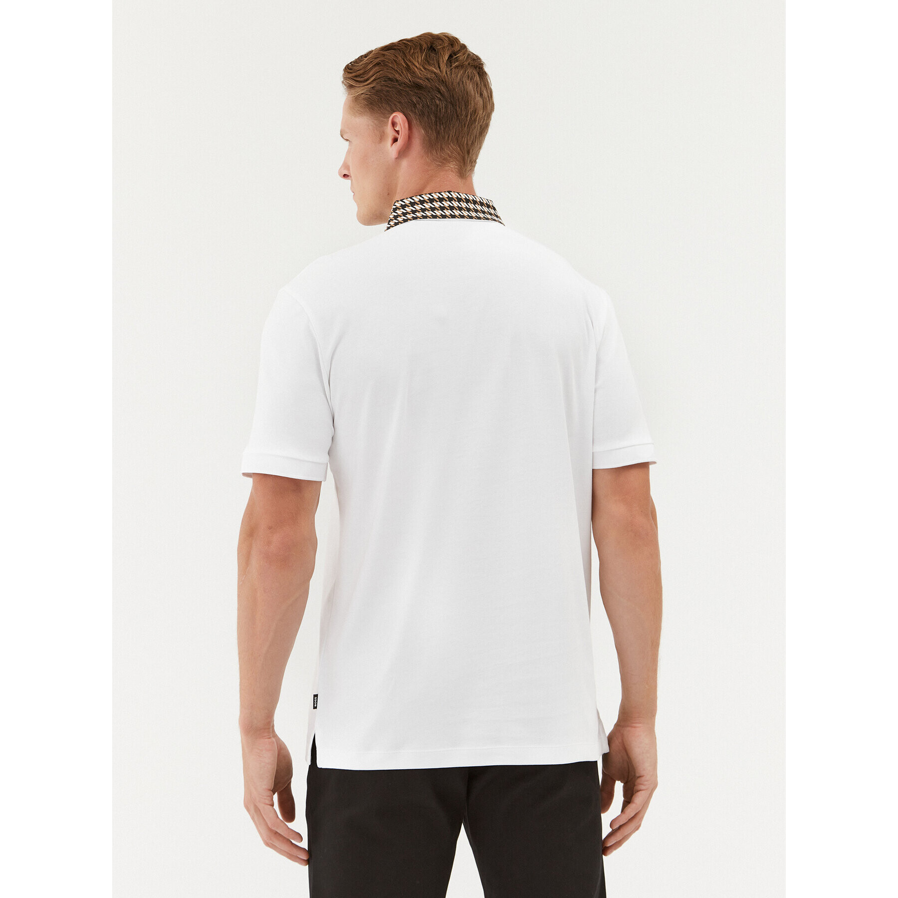 Boss Тениска с яка и копчета 50499220 Бял Regular Fit - Pepit.bg