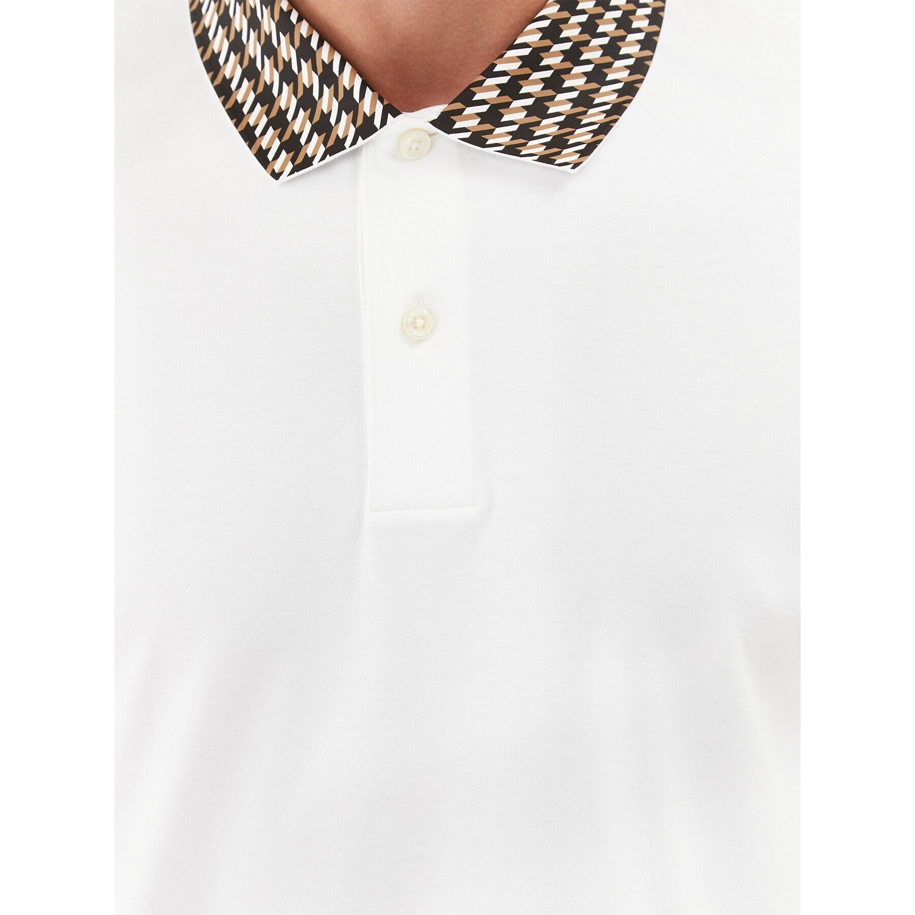 Boss Тениска с яка и копчета 50499220 Бял Regular Fit - Pepit.bg