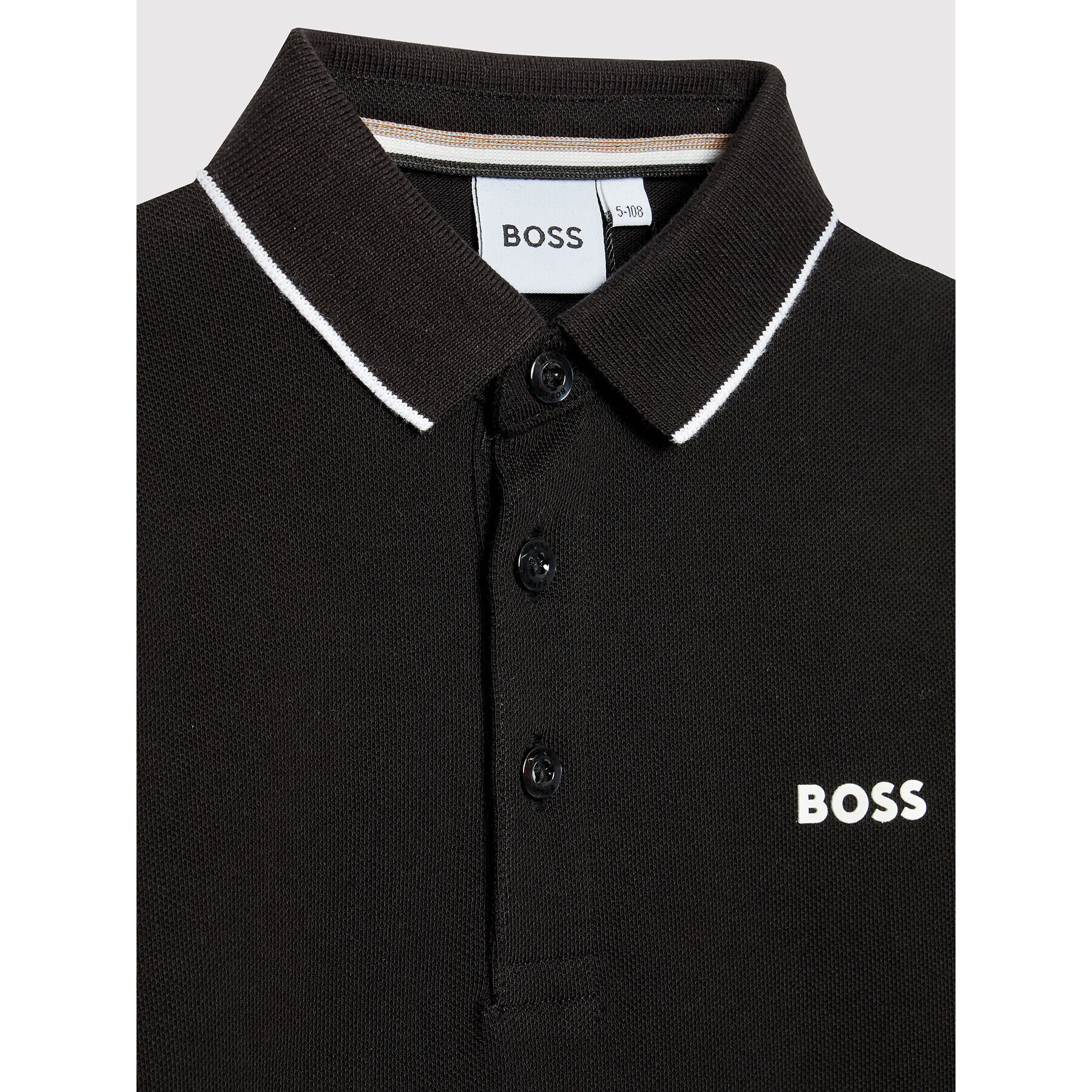 Boss Тениска с яка и копчета J25M34 S Черен Regular Fit - Pepit.bg