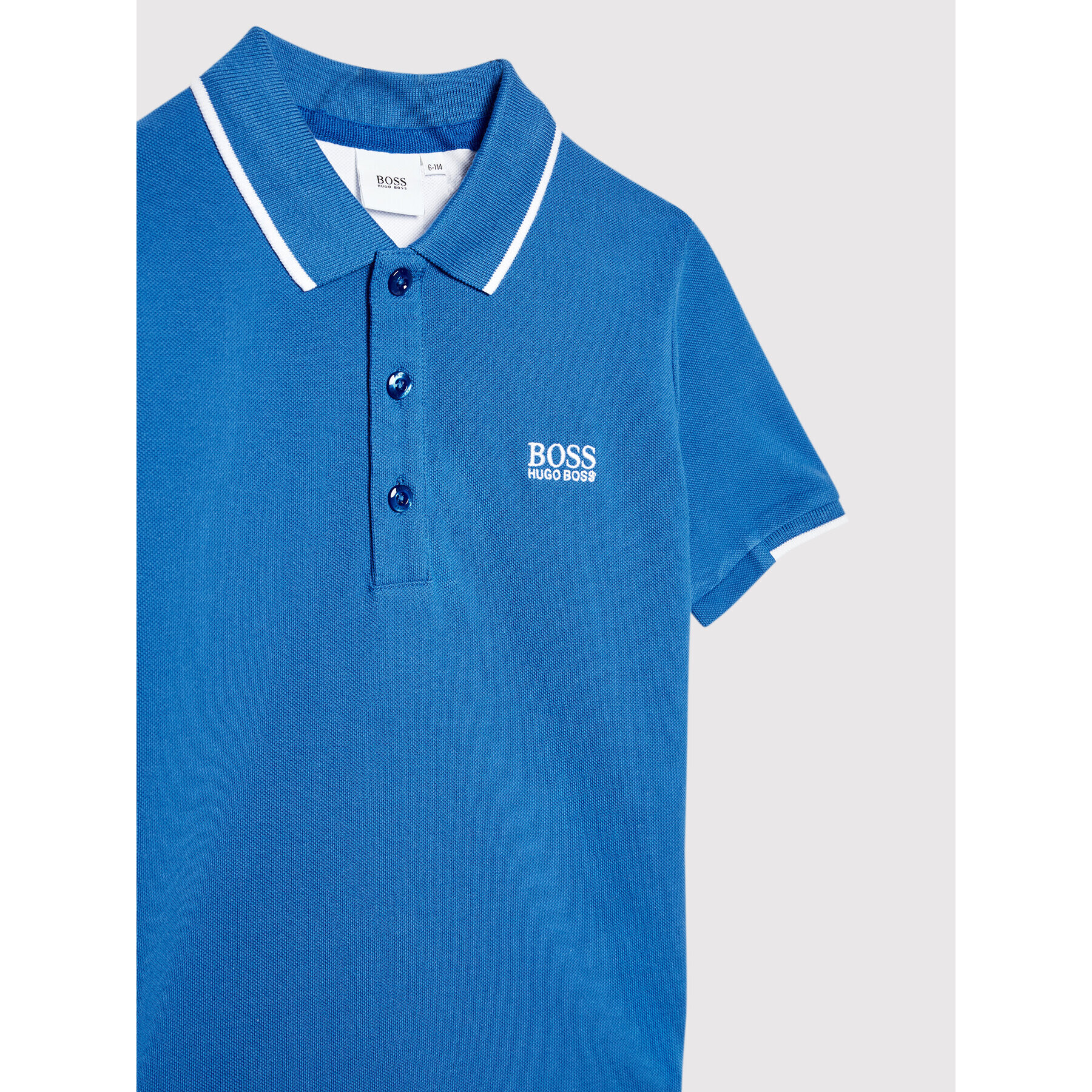 Boss Тениска с яка и копчета J25N49 D Син Regular Fit - Pepit.bg