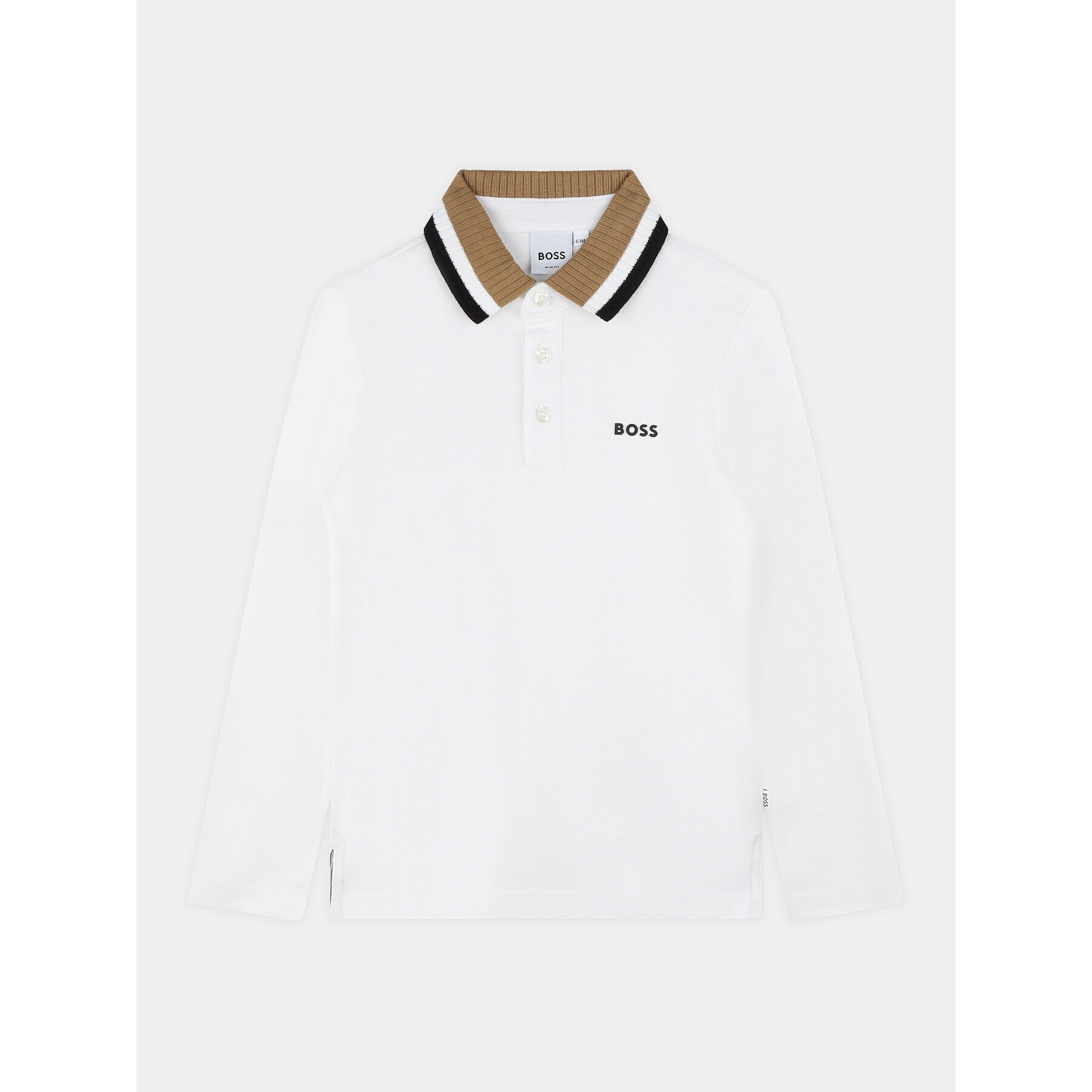 Boss Тениска с яка и копчета J25O94 D Бял Regular Fit - Pepit.bg