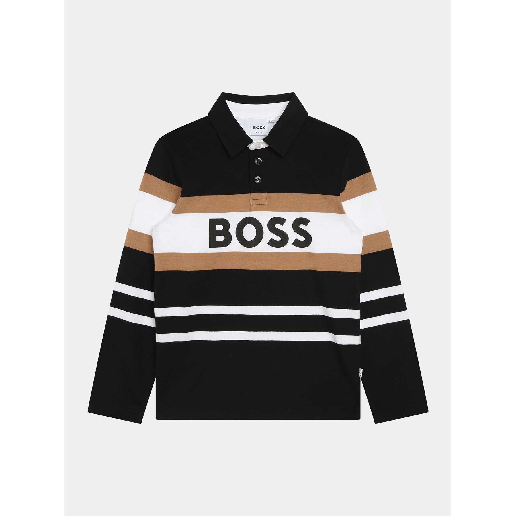 Boss Тениска с яка и копчета J25O96 S Черен Regular Fit - Pepit.bg