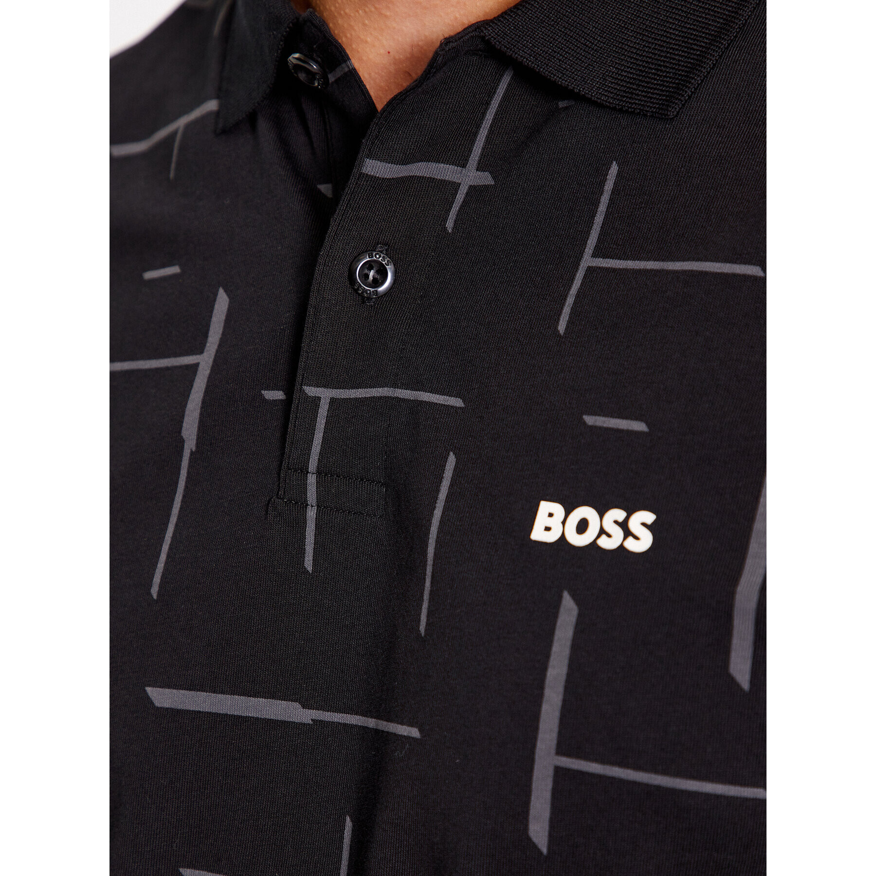 Boss Тениска с яка и копчета Paddy 2 50501290 Черен Regular Fit - Pepit.bg