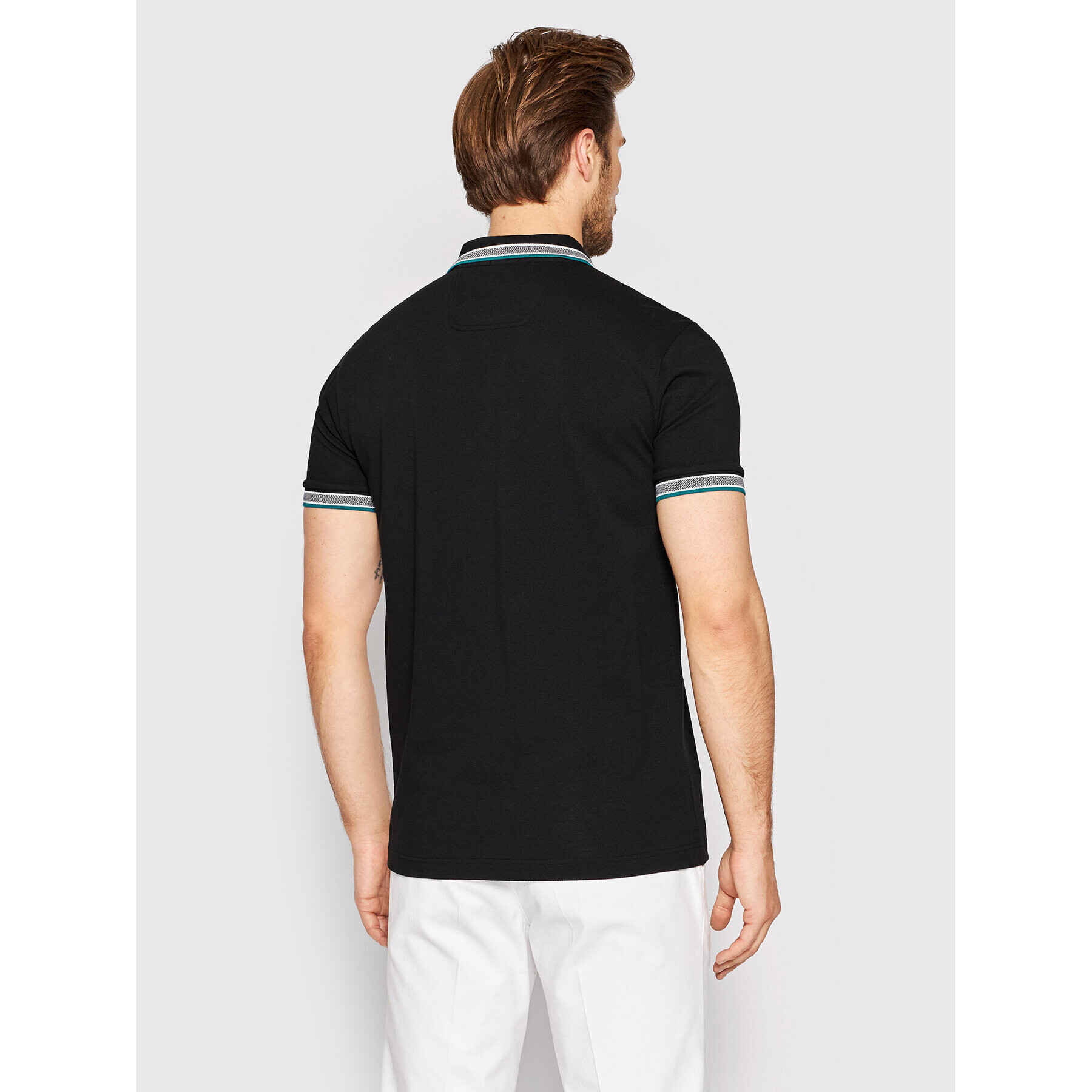 Boss Тениска с яка и копчета Paddy 50468983 Черен Regular Fit - Pepit.bg