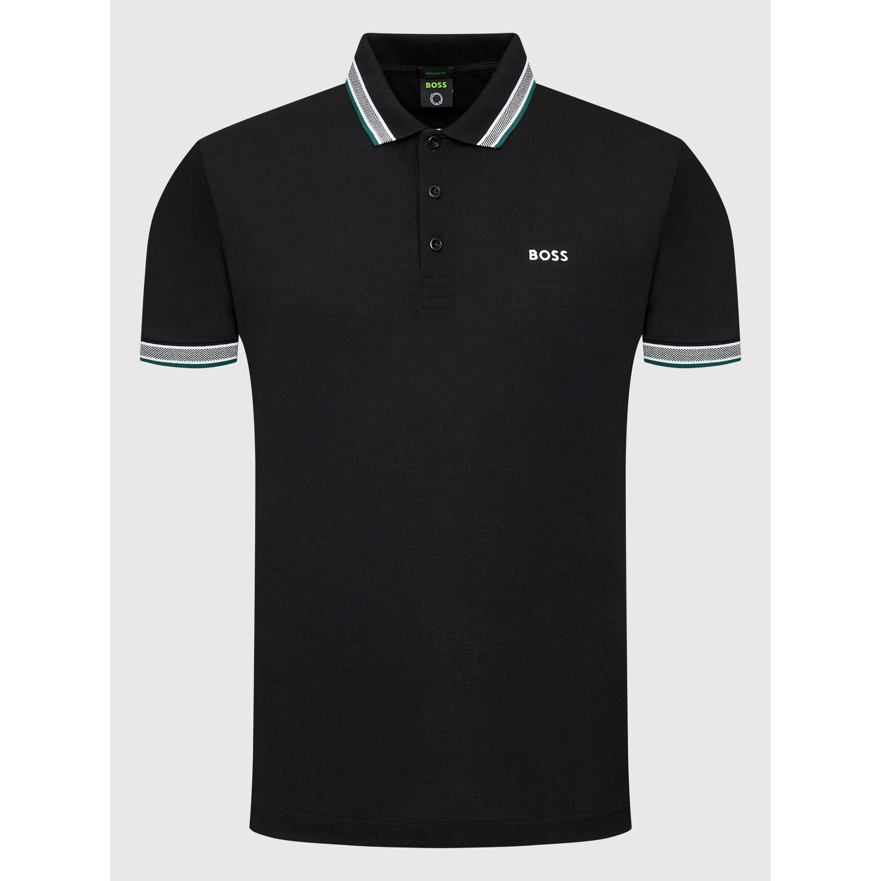 Boss Тениска с яка и копчета Paddy 50468983 Черен Regular Fit - Pepit.bg
