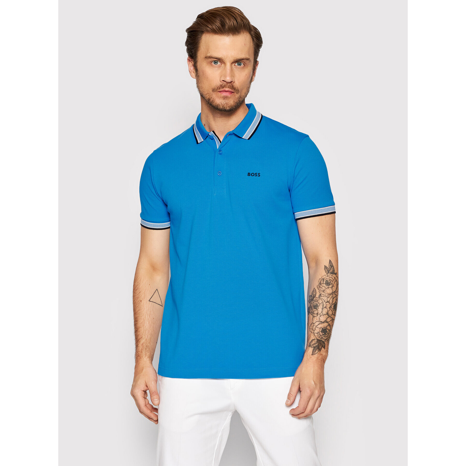 Boss Тениска с яка и копчета Paddy 50468983 Син Regular Fit - Pepit.bg