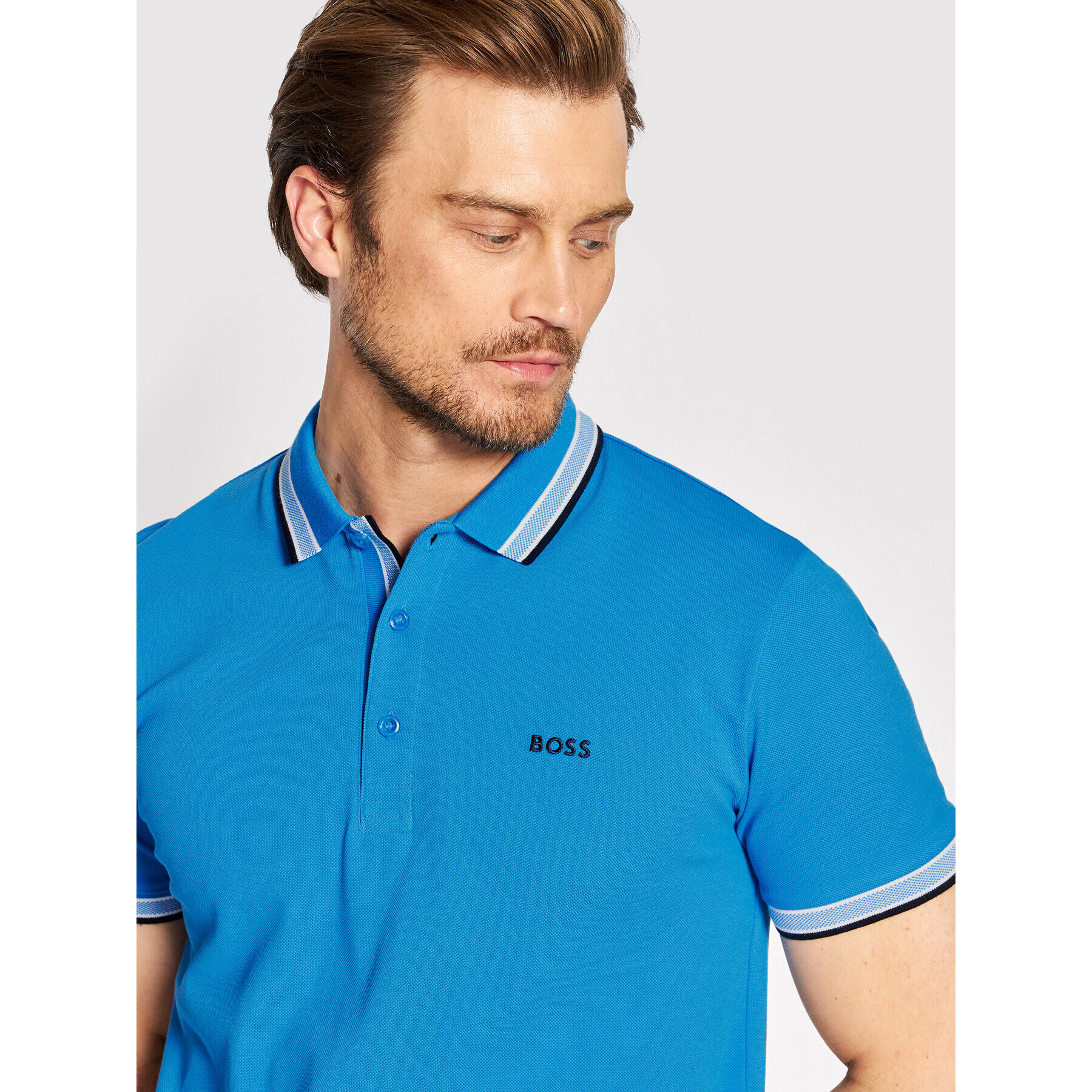 Boss Тениска с яка и копчета Paddy 50468983 Син Regular Fit - Pepit.bg