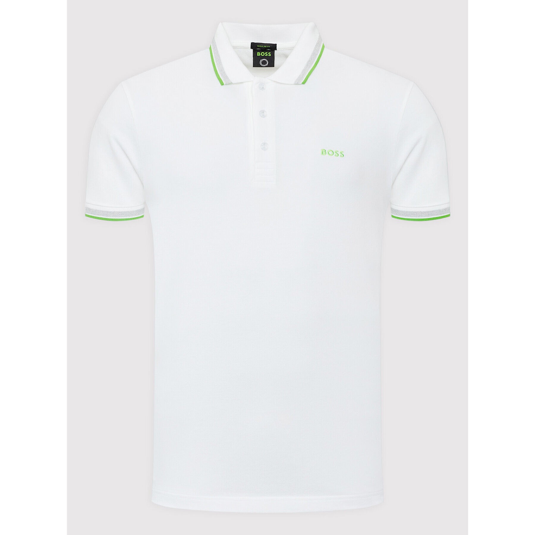 Boss Тениска с яка и копчета Paddy 50469055 Бял Regular Fit - Pepit.bg
