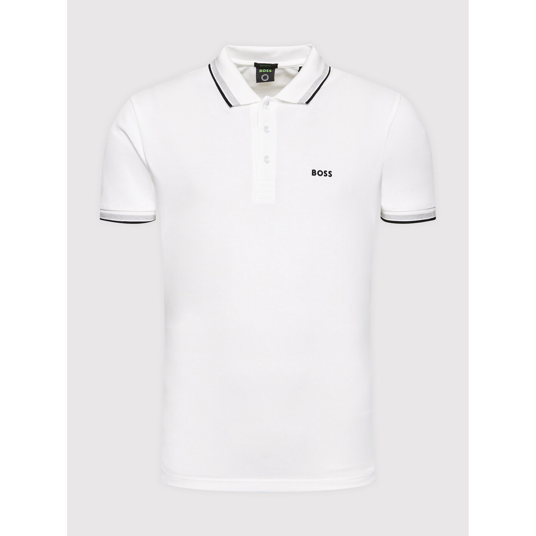 Boss Тениска с яка и копчета Paddy 50469055 Бял Regular Fit - Pepit.bg